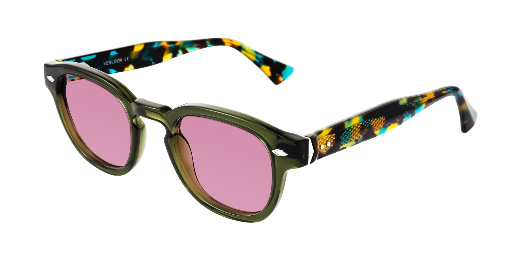 Angle of Sunny in Green with Medium Wine Tinted Lenses