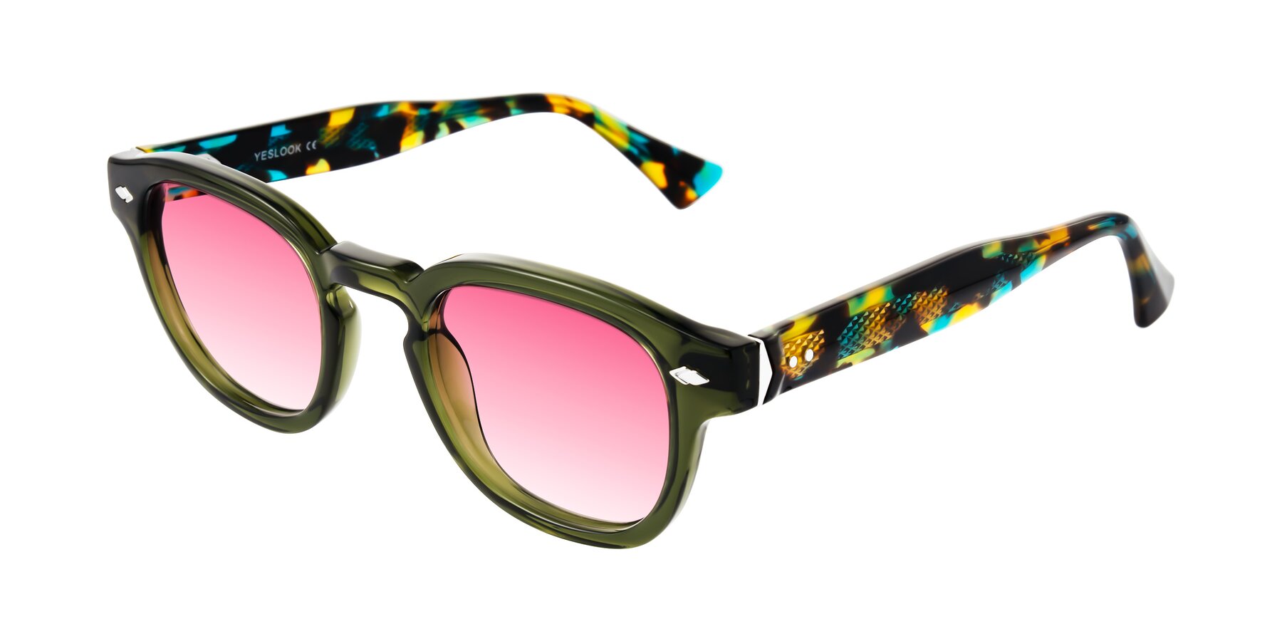 Angle of Sunny in Green with Pink Gradient Lenses