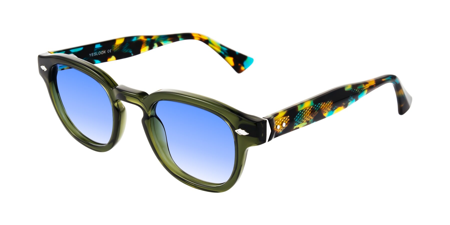 Angle of Sunny in Green with Blue Gradient Lenses