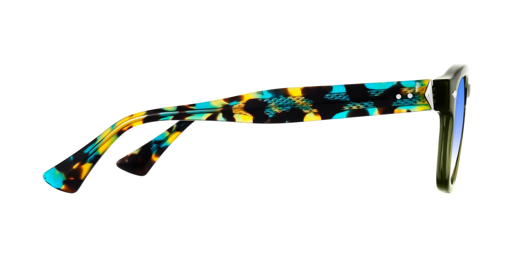 Side of Sunny in Green with Blue Gradient Lenses