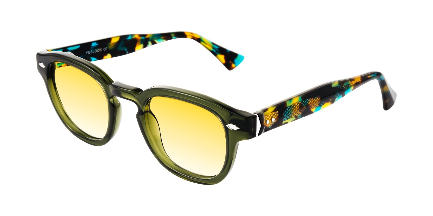 Angle of Sunny in Green with Yellow Gradient Lenses