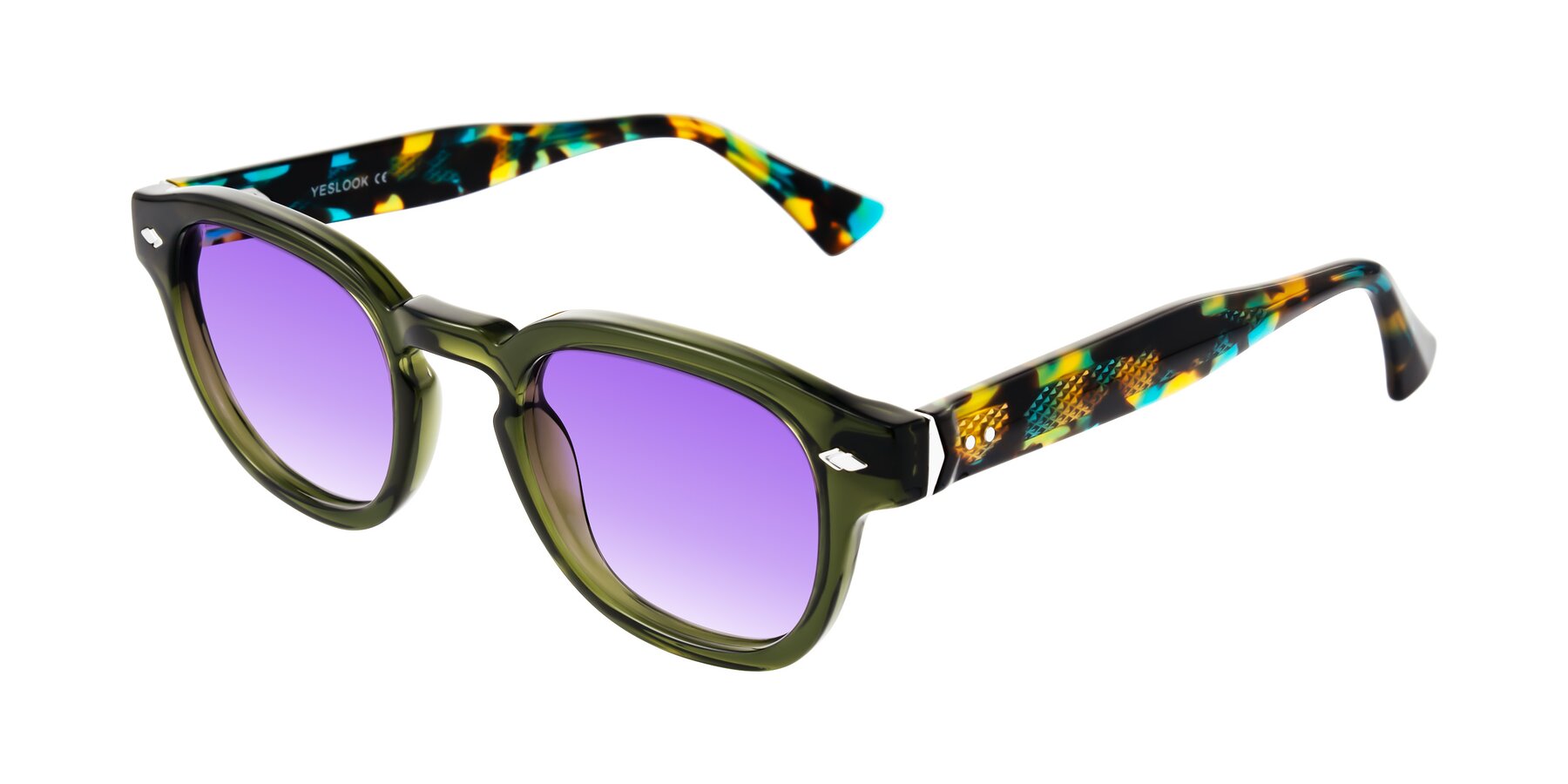 Angle of Sunny in Green with Purple Gradient Lenses