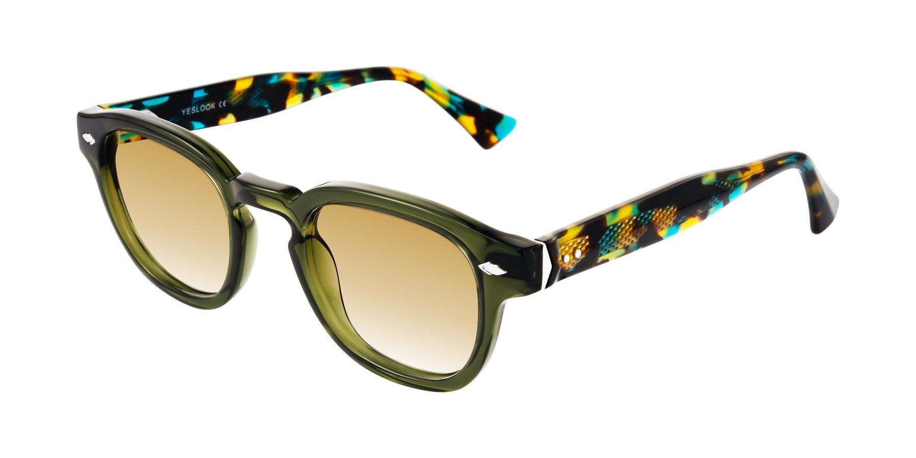 Angle of Sunny in Green with Champagne Gradient Lenses