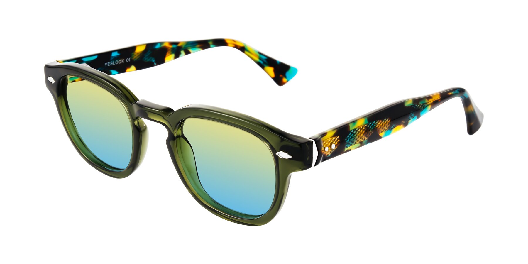 Angle of Sunny in Green with Yellow / Blue Gradient Lenses