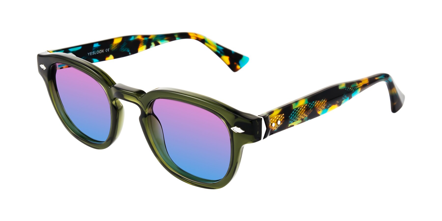 Angle of Sunny in Green with Pink / Blue Gradient Lenses