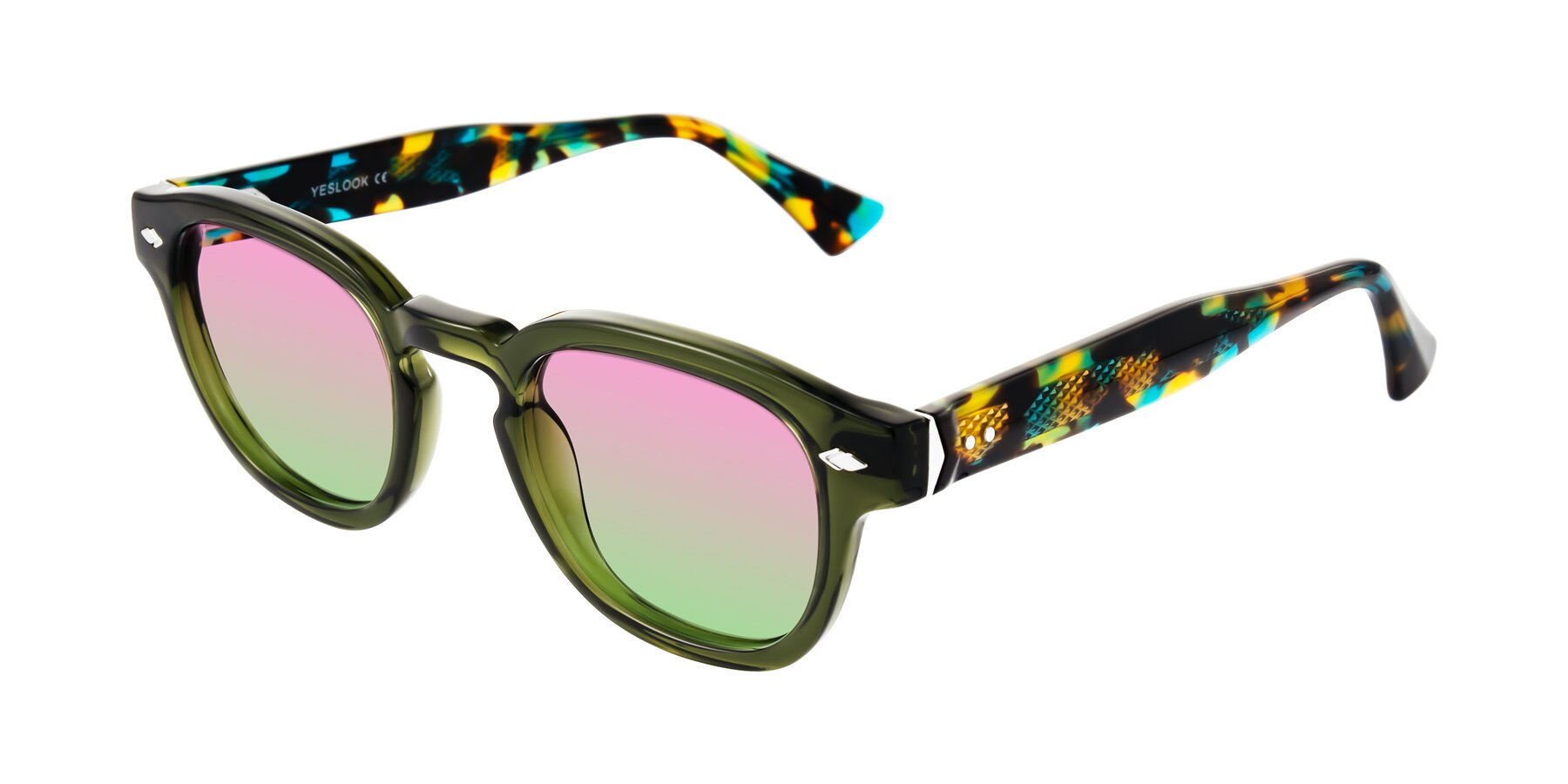 Angle of Sunny in Green with Pink / Green Gradient Lenses