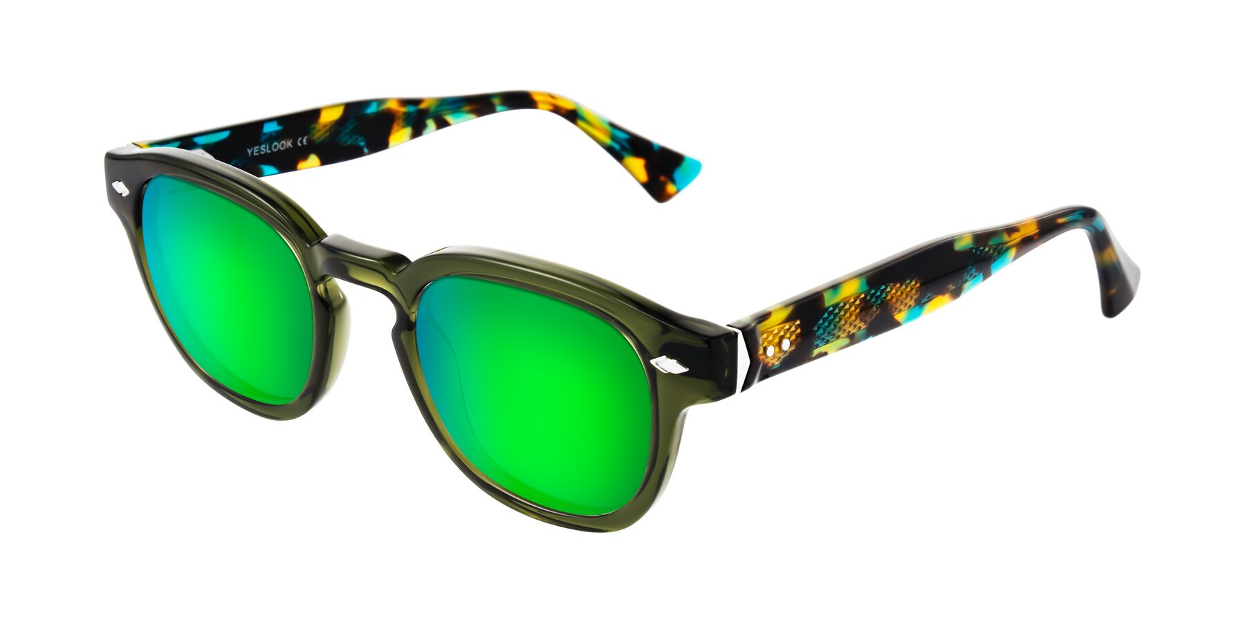 Angle of Sunny in Green with Green Mirrored Lenses