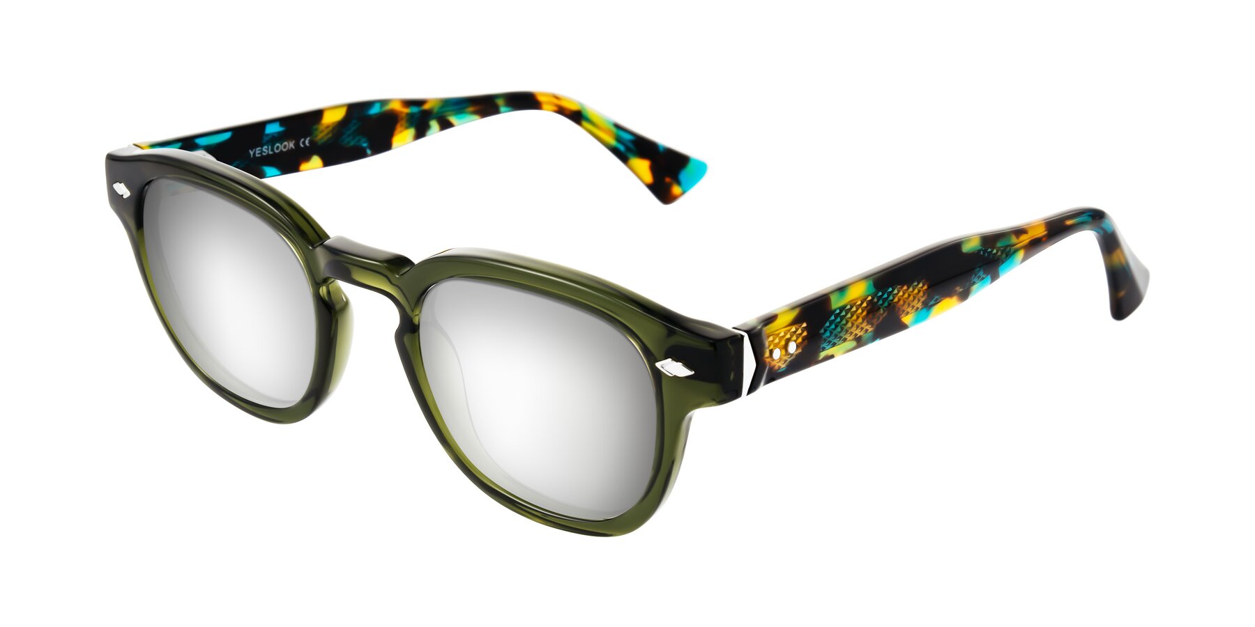 Angle of Sunny in Green with Silver Mirrored Lenses