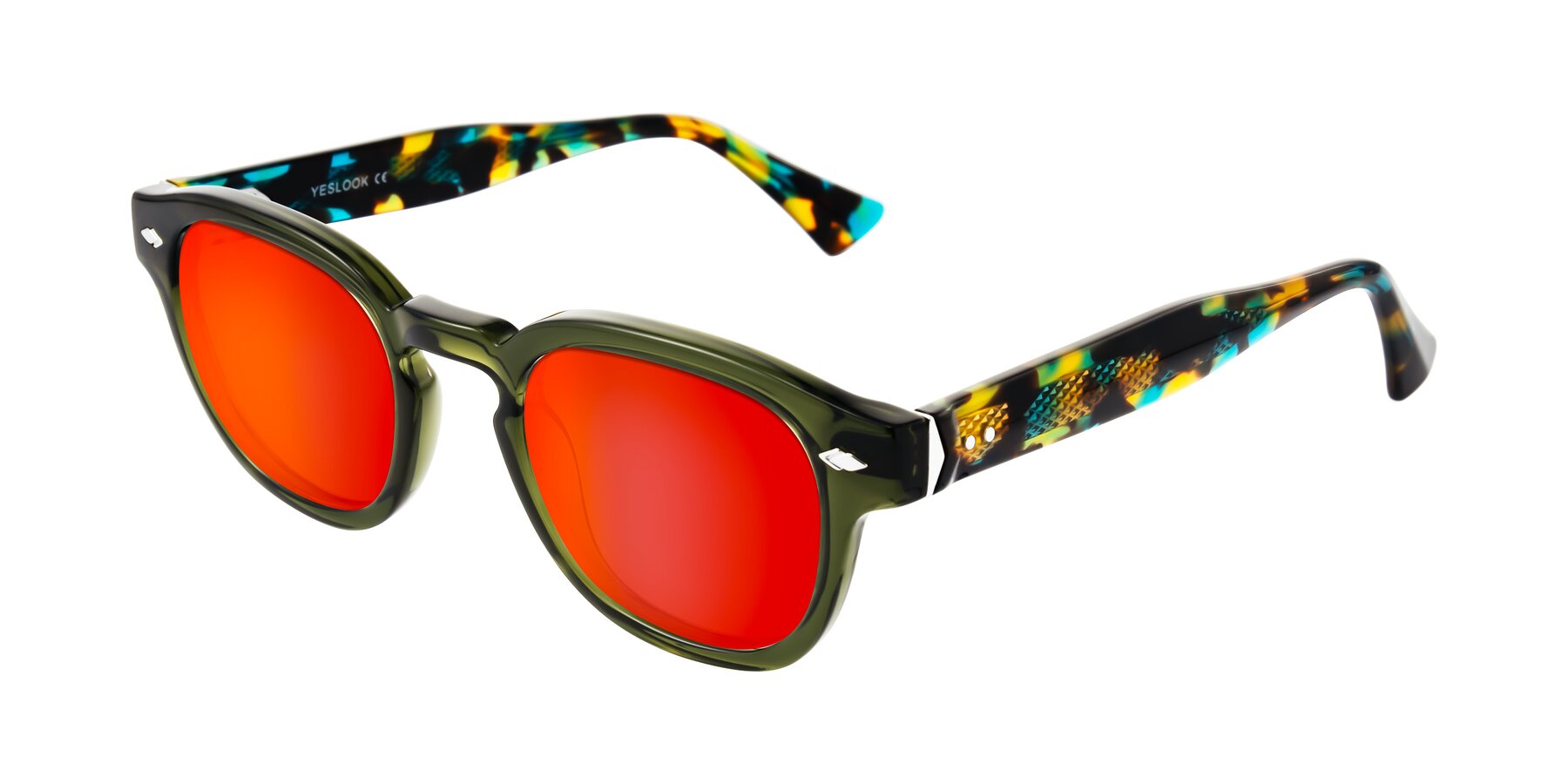 Angle of Sunny in Green with Red Gold Mirrored Lenses