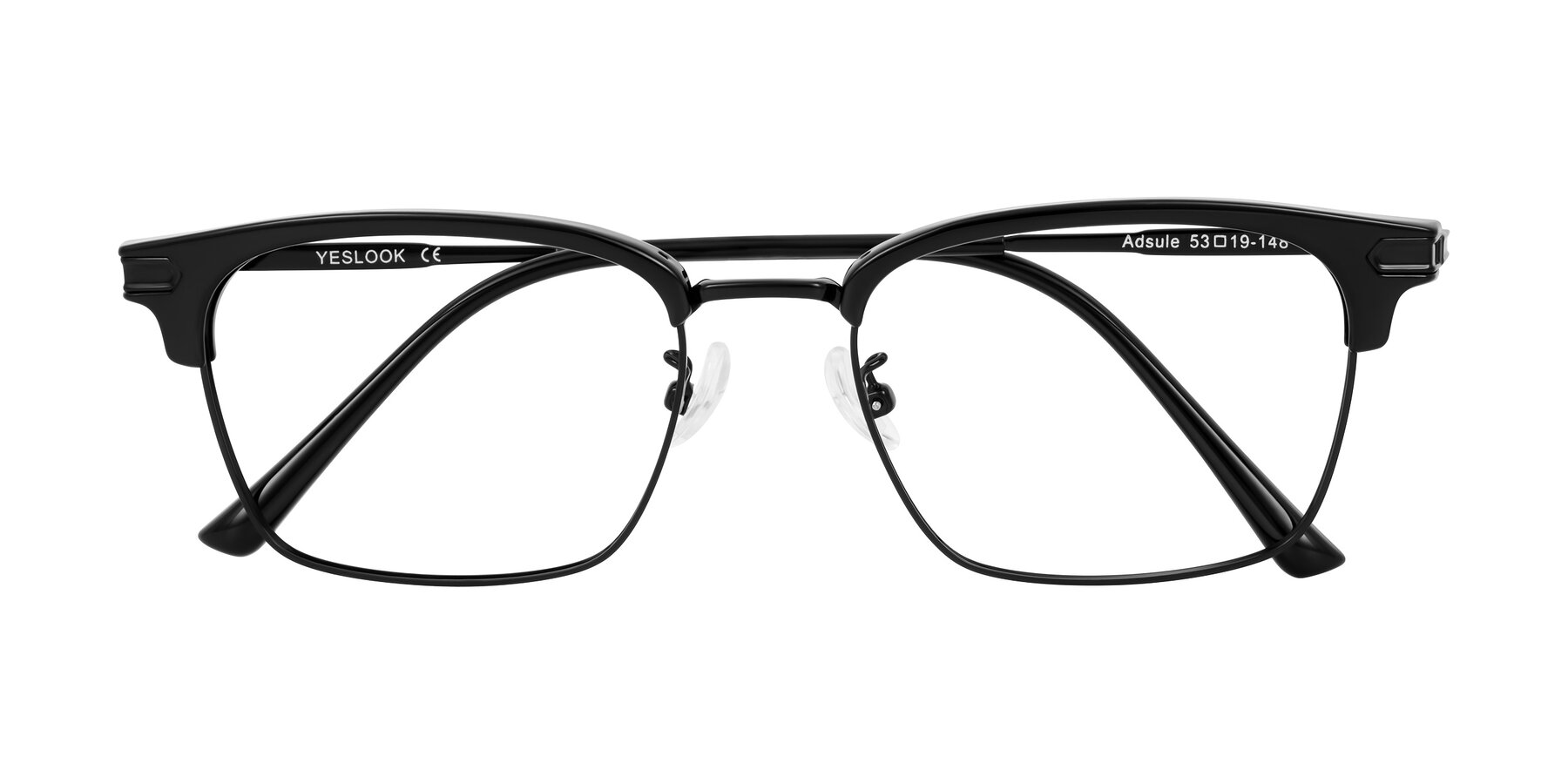 Folded Front of Adsule in Black with Clear Blue Light Blocking Lenses