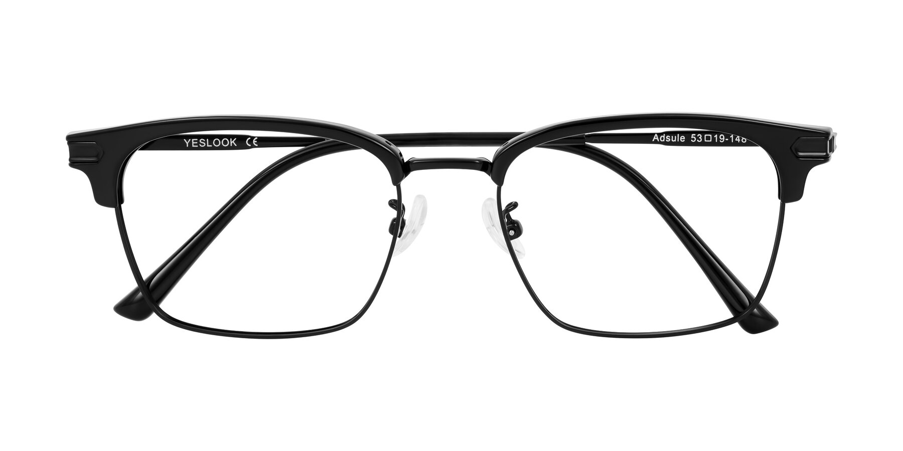 Folded Front of Adsule in Black with Clear Blue Light Blocking Lenses
