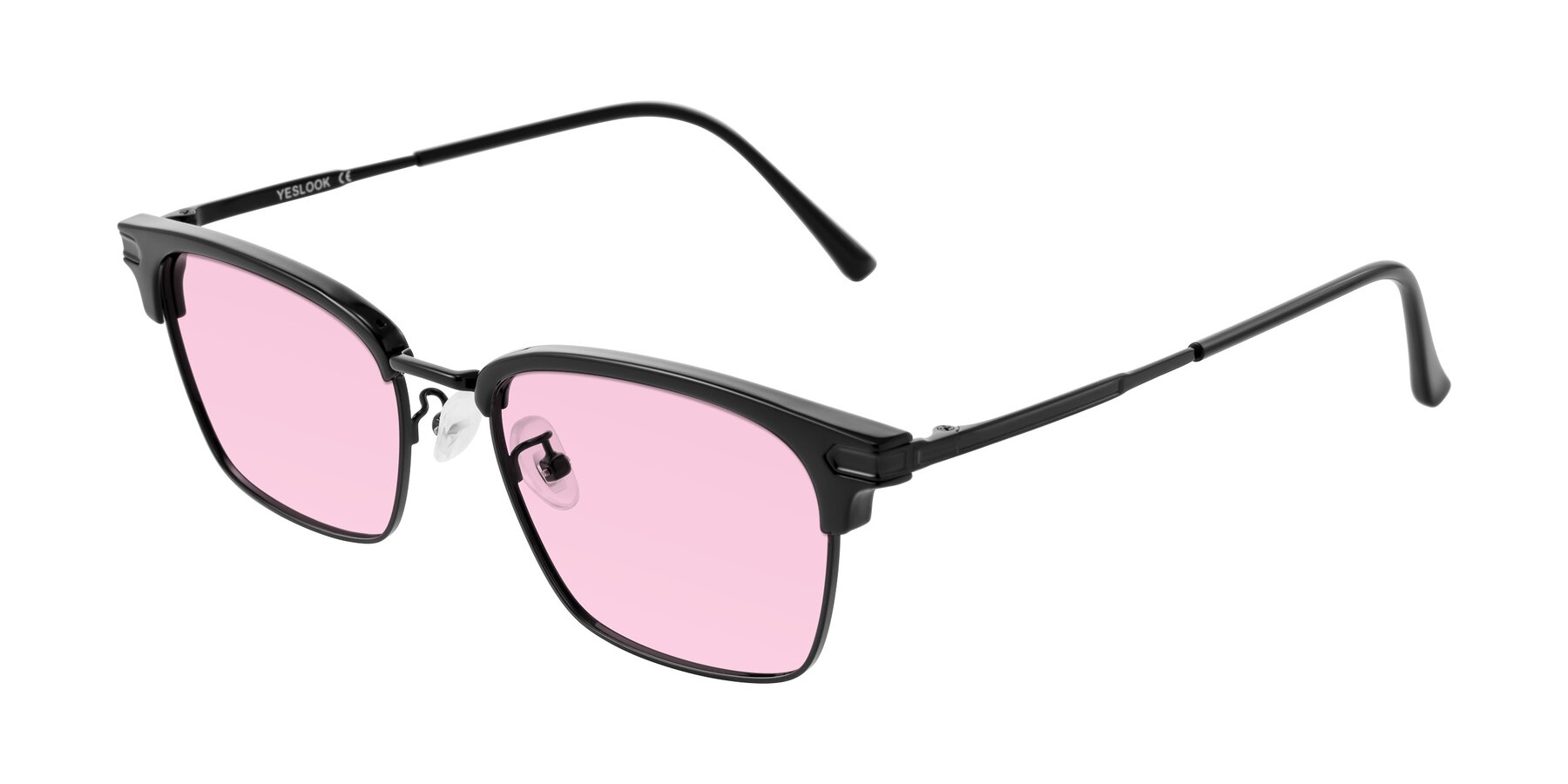 Angle of Adsule in Black with Light Pink Tinted Lenses