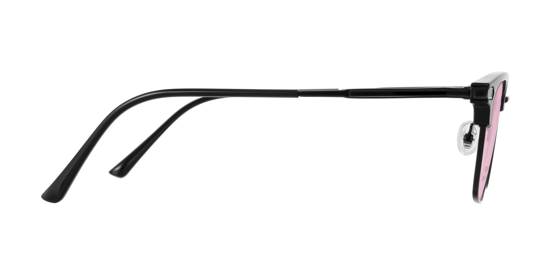 Side of Adsule in Black with Light Pink Tinted Lenses