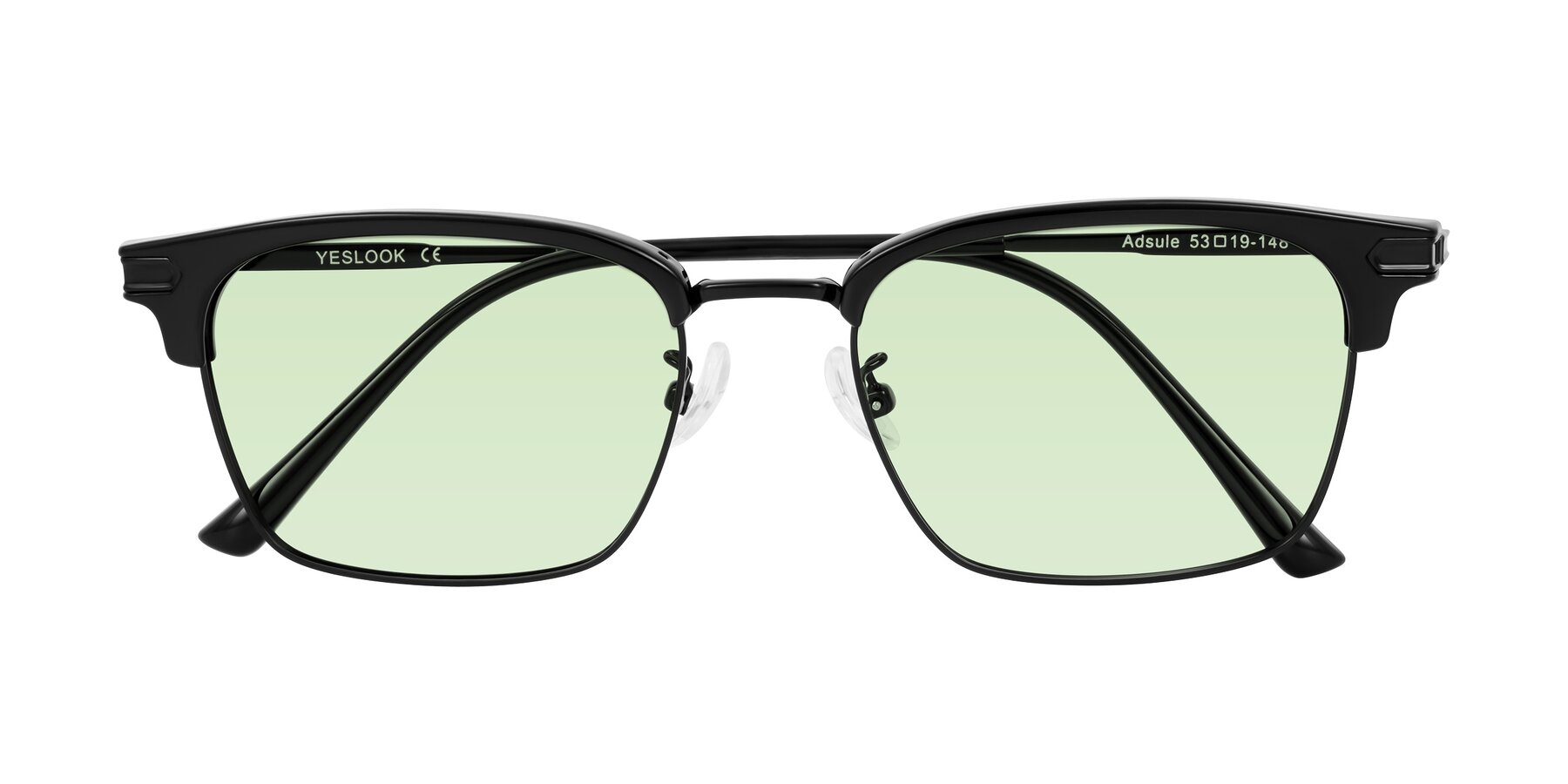 Folded Front of Adsule in Black with Light Green Tinted Lenses