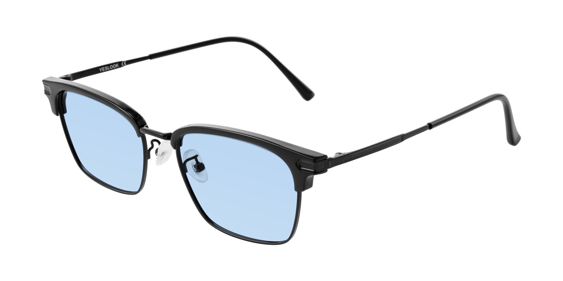 Angle of Adsule in Black with Light Blue Tinted Lenses