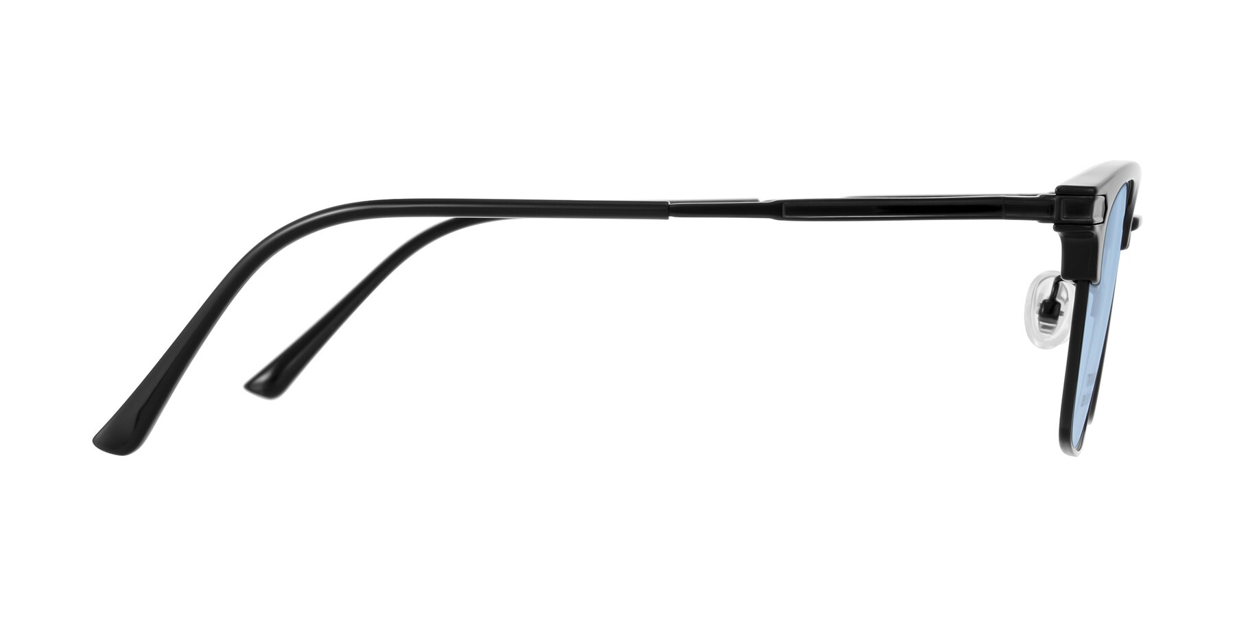 Side of Adsule in Black with Light Blue Tinted Lenses