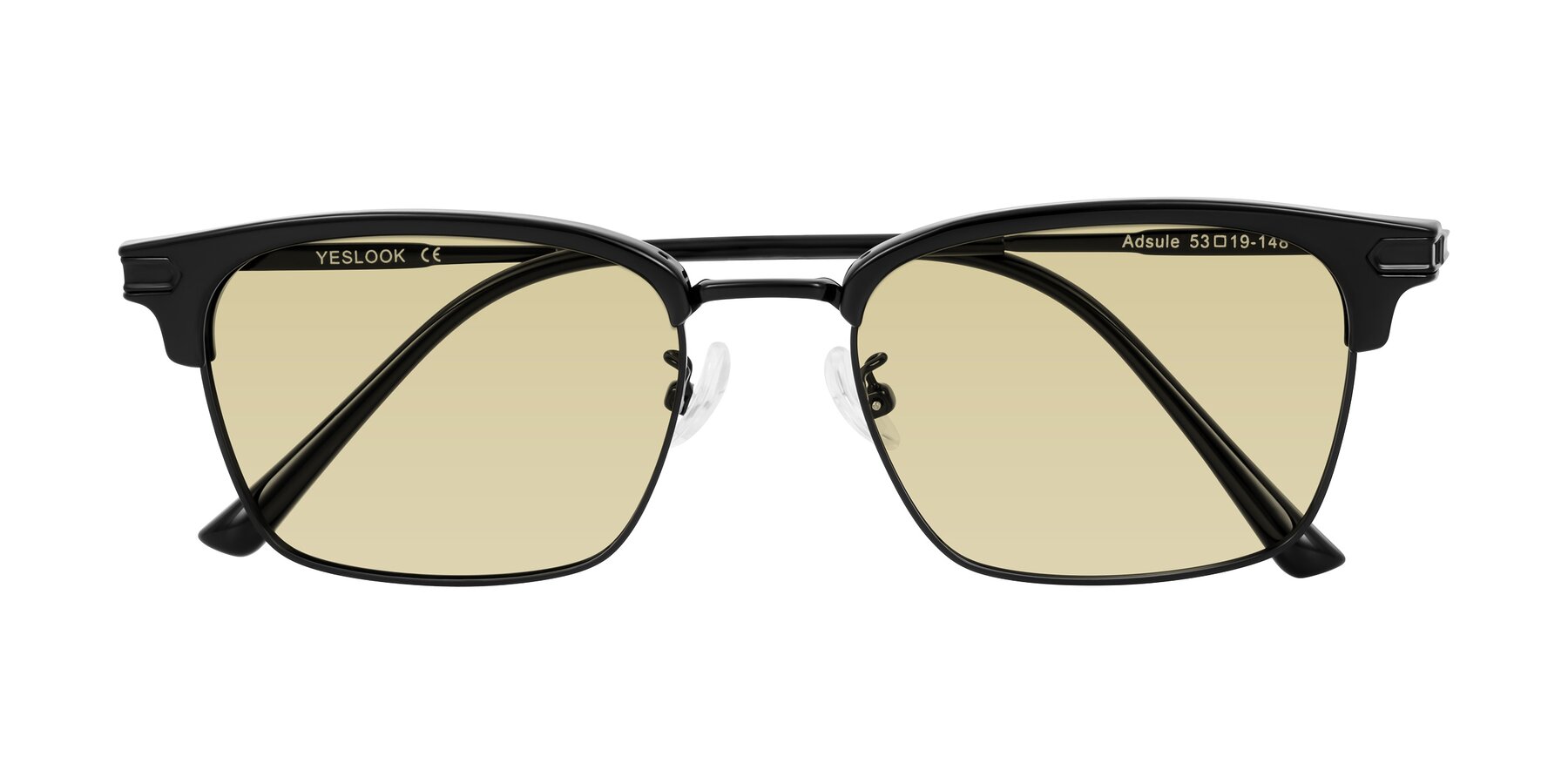 Folded Front of Adsule in Black with Light Champagne Tinted Lenses