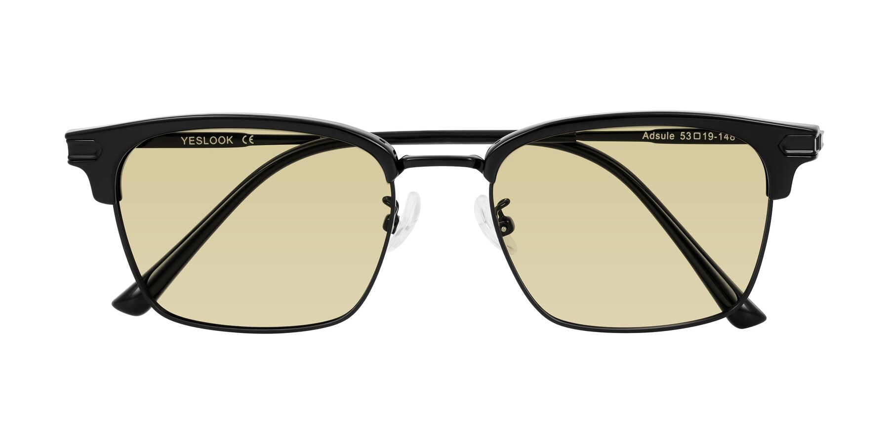 Folded Front of Adsule in Black with Light Champagne Tinted Lenses