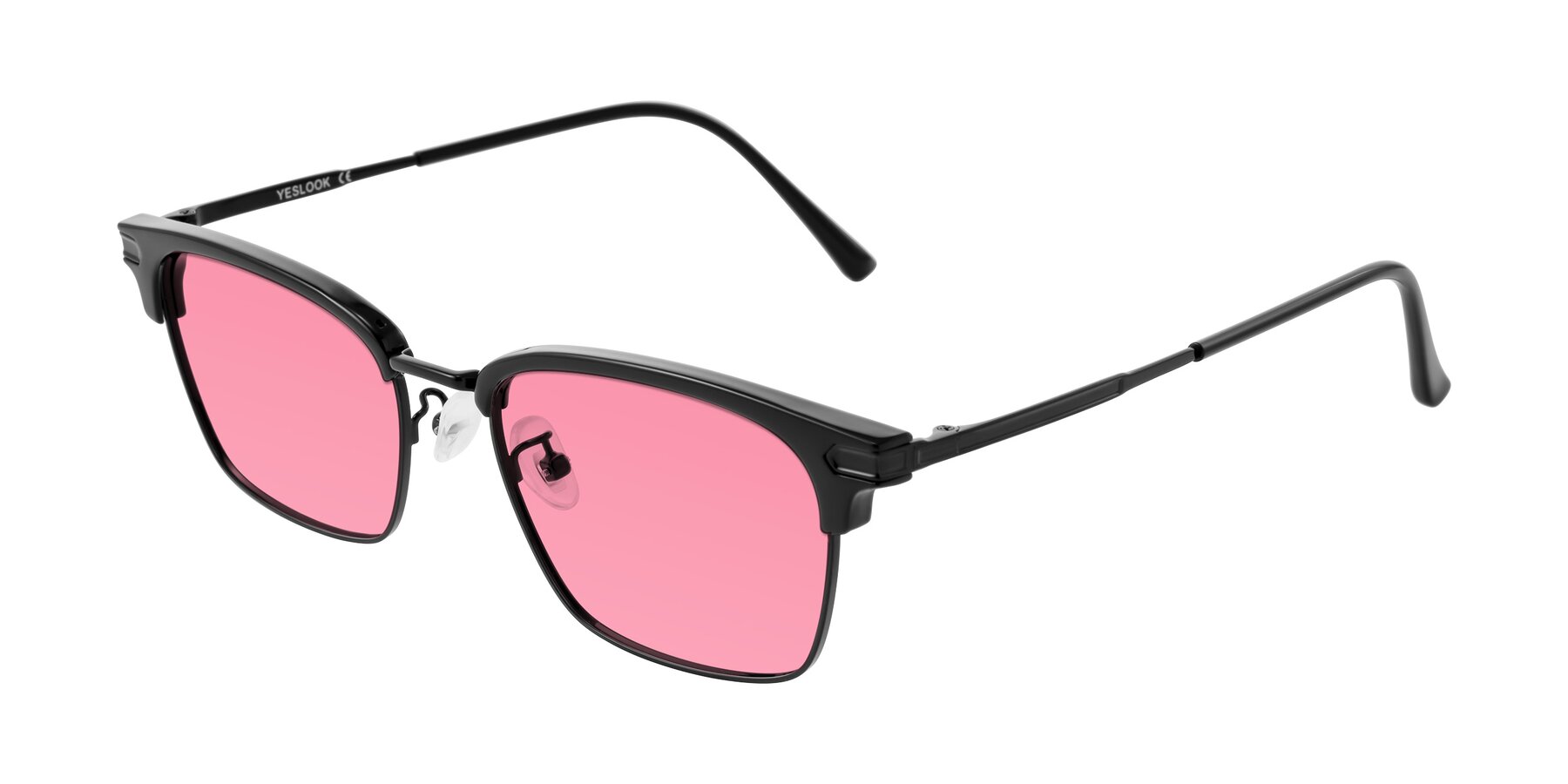 Angle of Adsule in Black with Pink Tinted Lenses