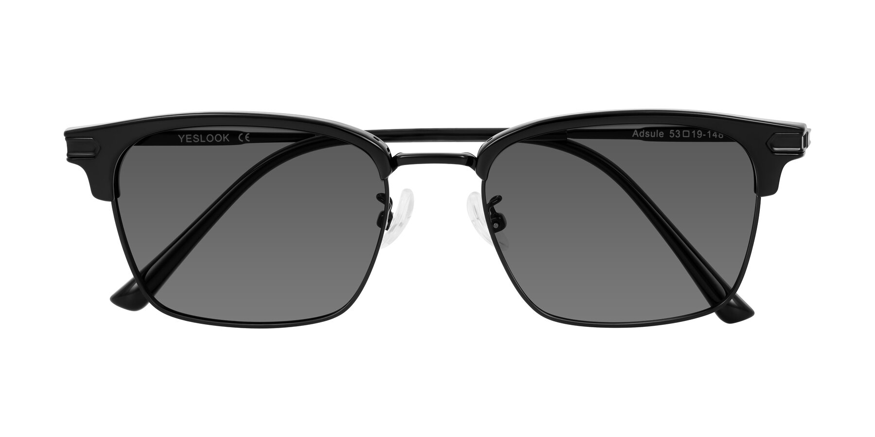 Folded Front of Adsule in Black with Medium Gray Tinted Lenses