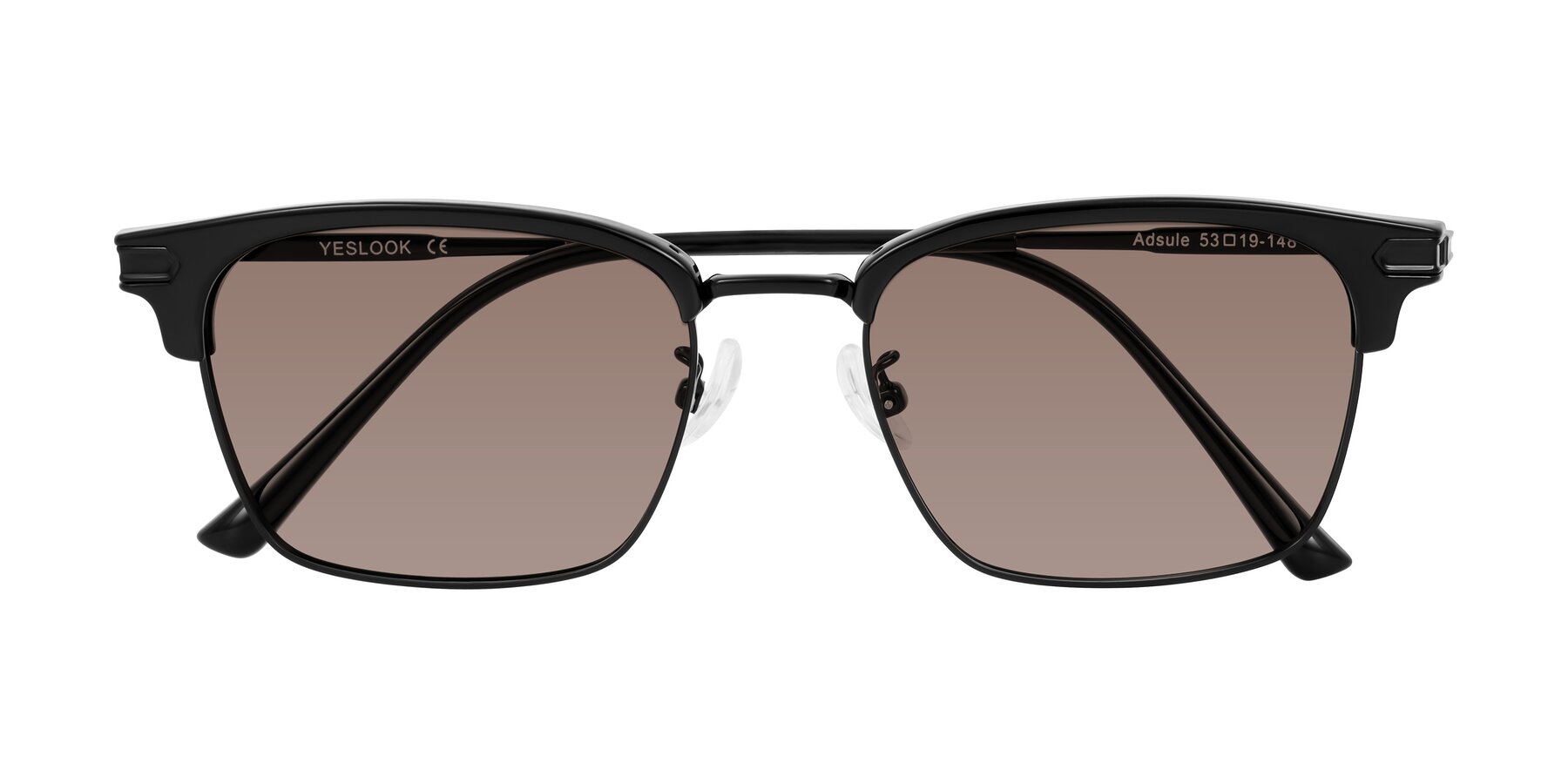 Folded Front of Adsule in Black with Medium Brown Tinted Lenses