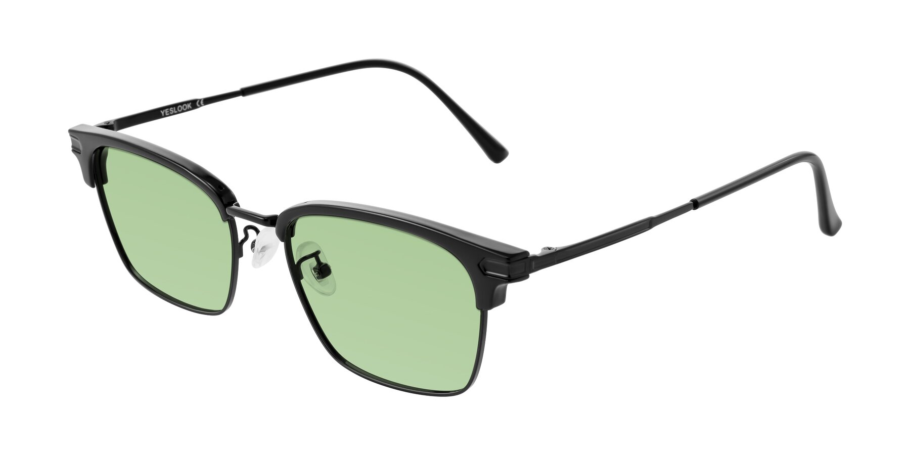 Angle of Adsule in Black with Medium Green Tinted Lenses