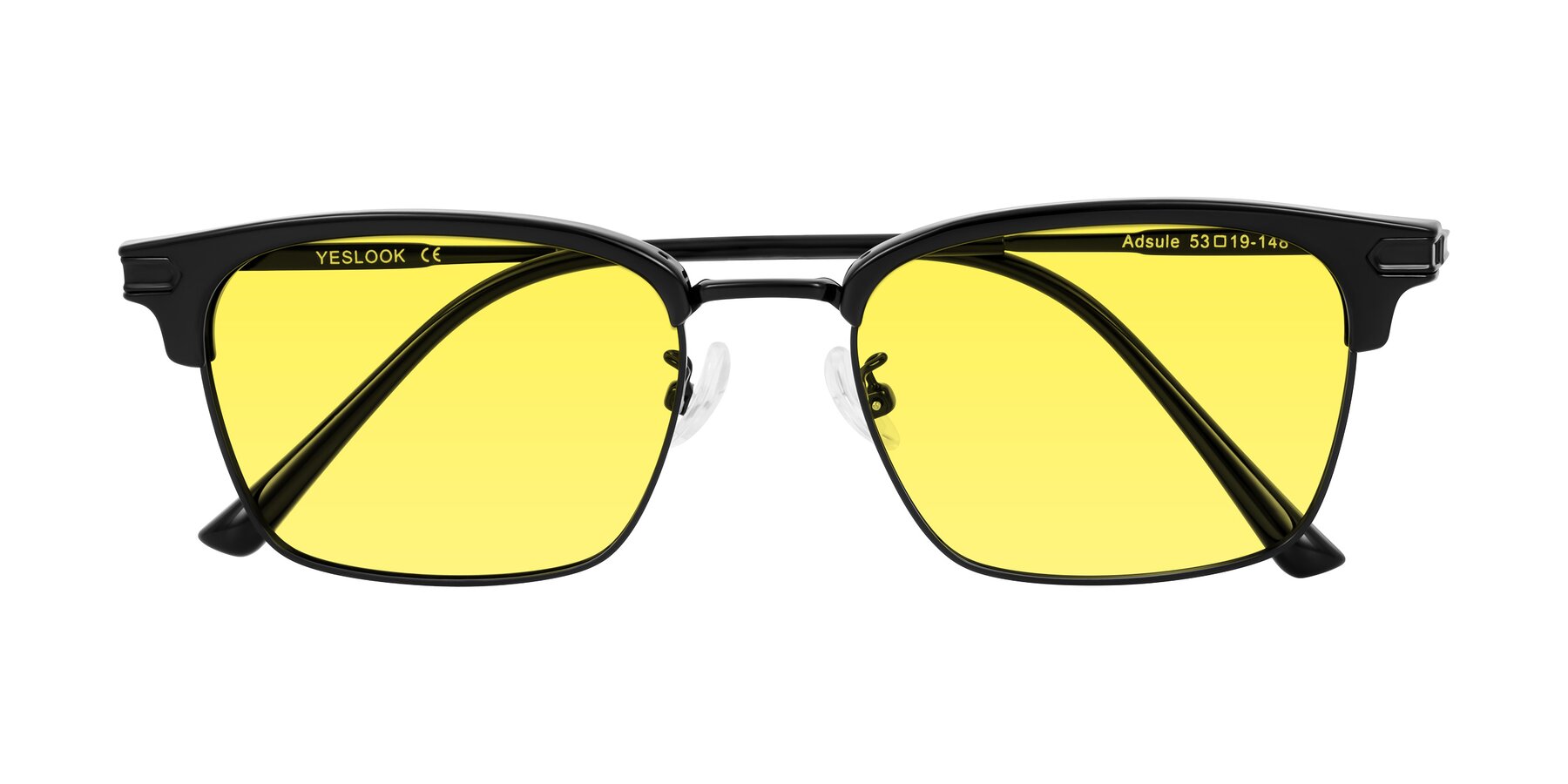 Folded Front of Adsule in Black with Medium Yellow Tinted Lenses