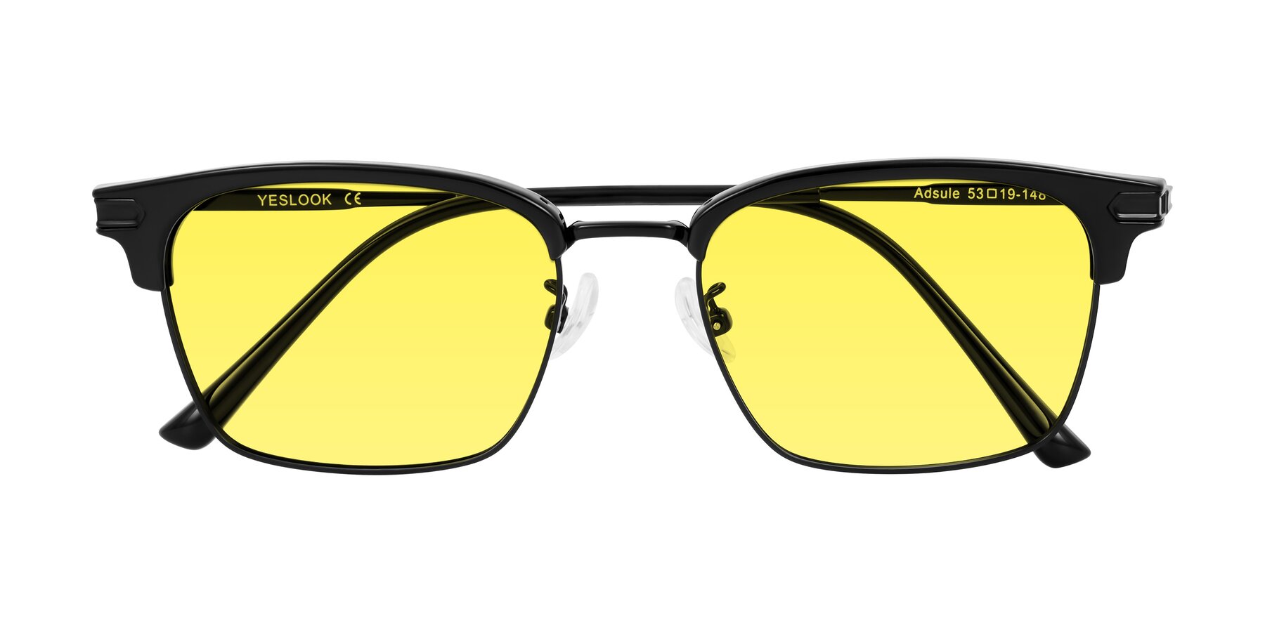 Folded Front of Adsule in Black with Medium Yellow Tinted Lenses