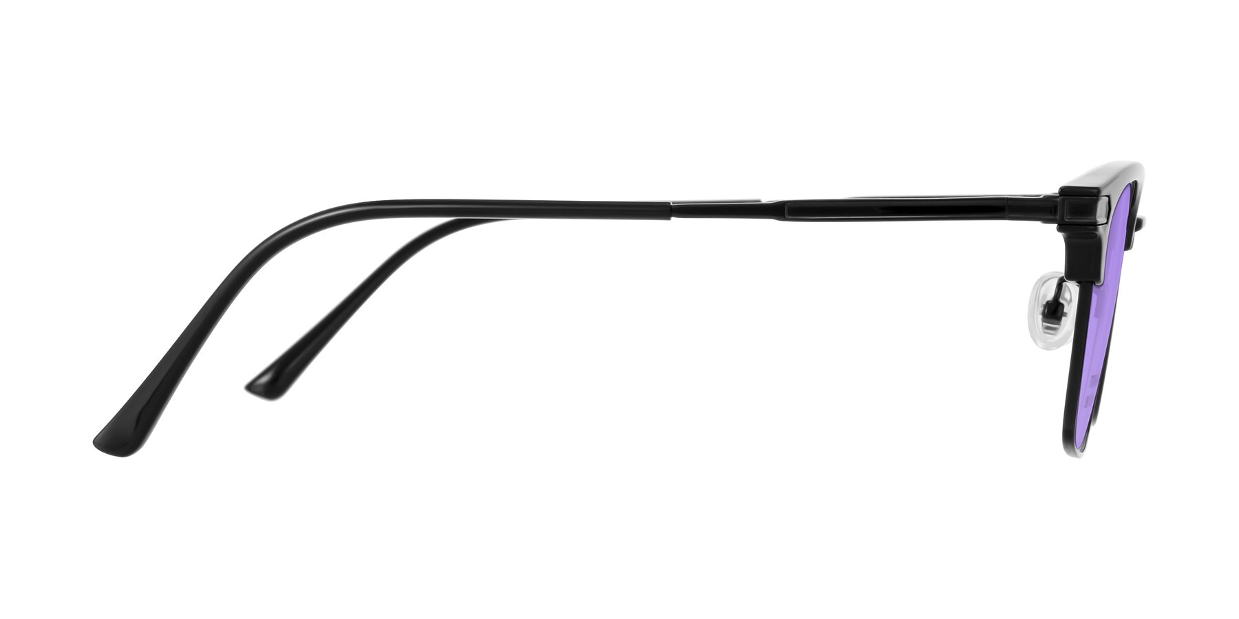 Side of Adsule in Black with Medium Purple Tinted Lenses