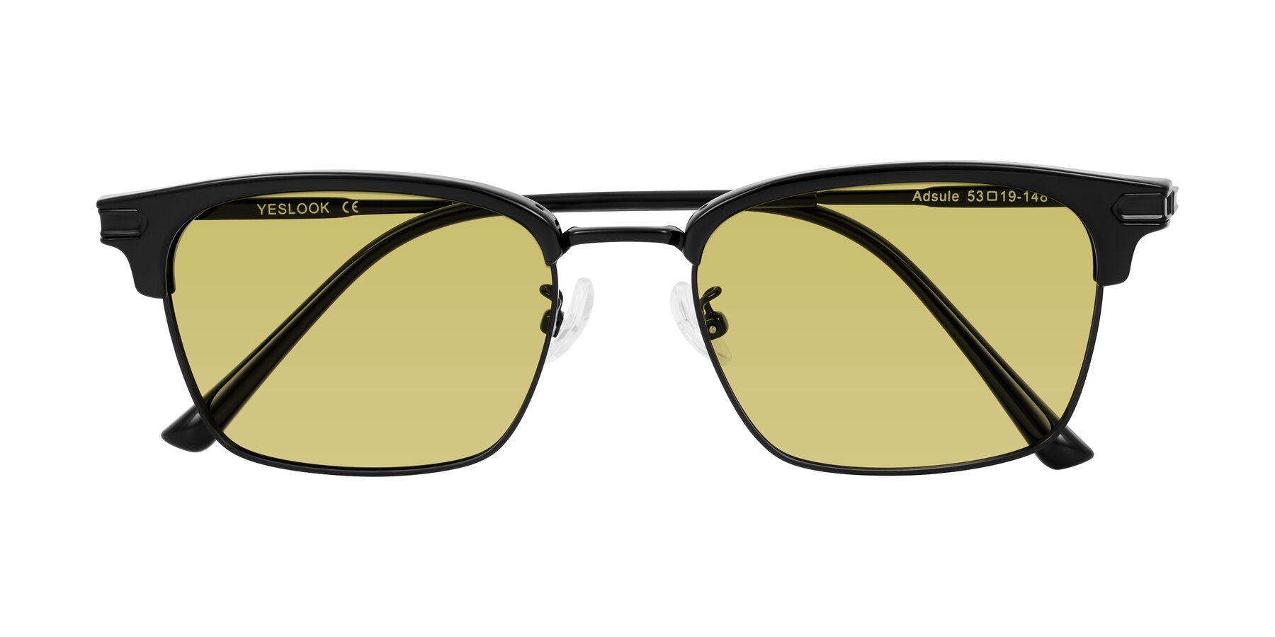Folded Front of Adsule in Black with Medium Champagne Tinted Lenses