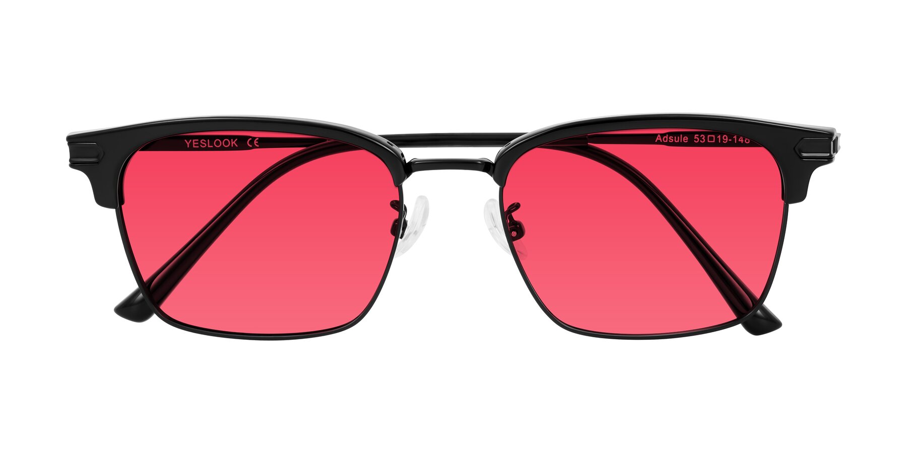 Folded Front of Adsule in Black with Red Tinted Lenses