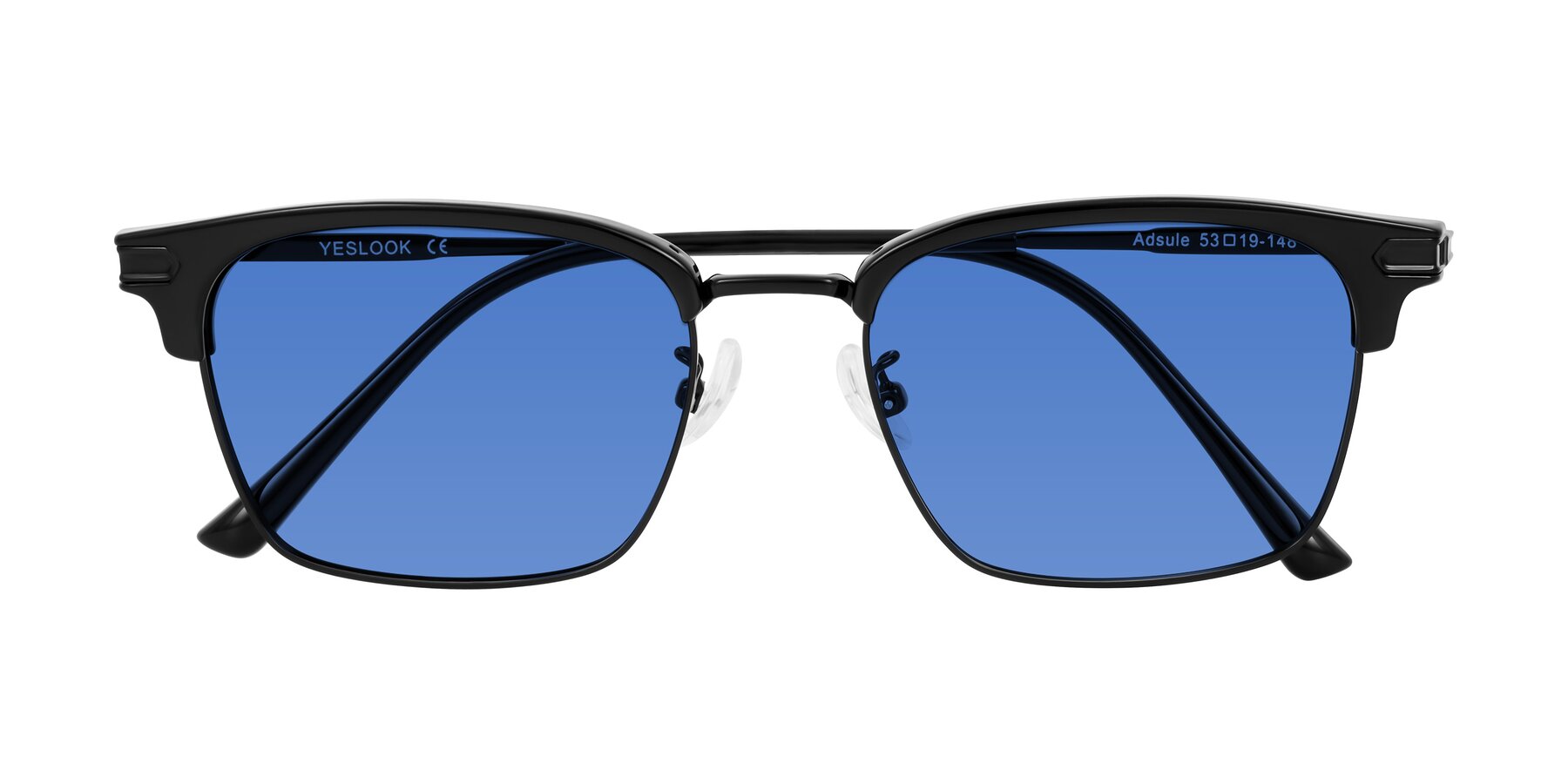 Folded Front of Adsule in Black with Blue Tinted Lenses