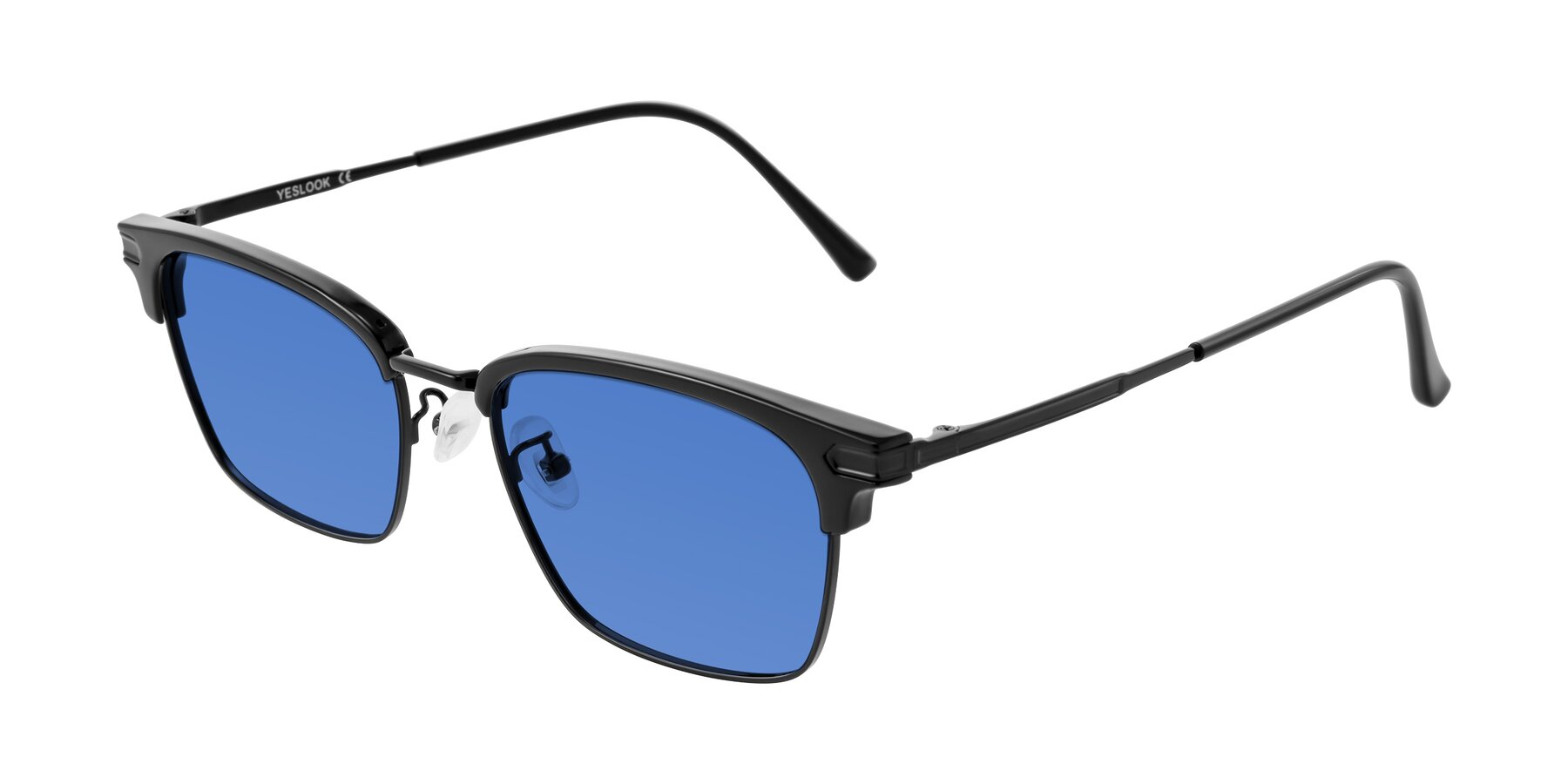 Angle of Adsule in Black with Blue Tinted Lenses