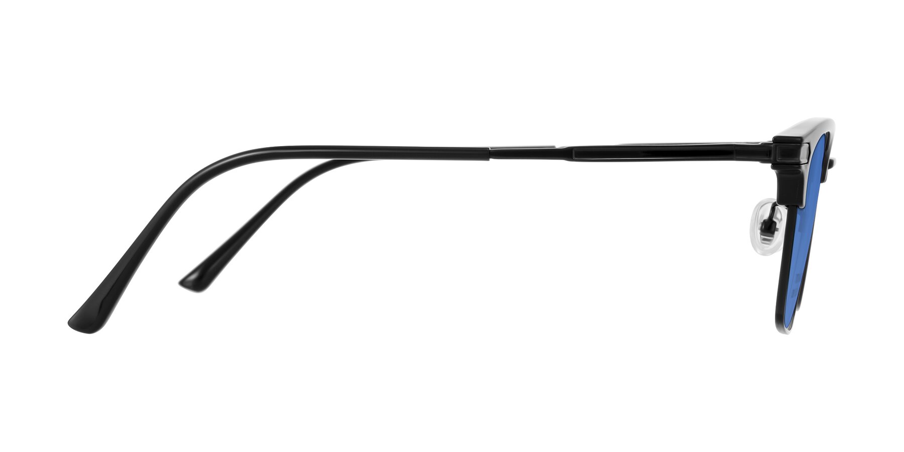Side of Adsule in Black with Blue Tinted Lenses