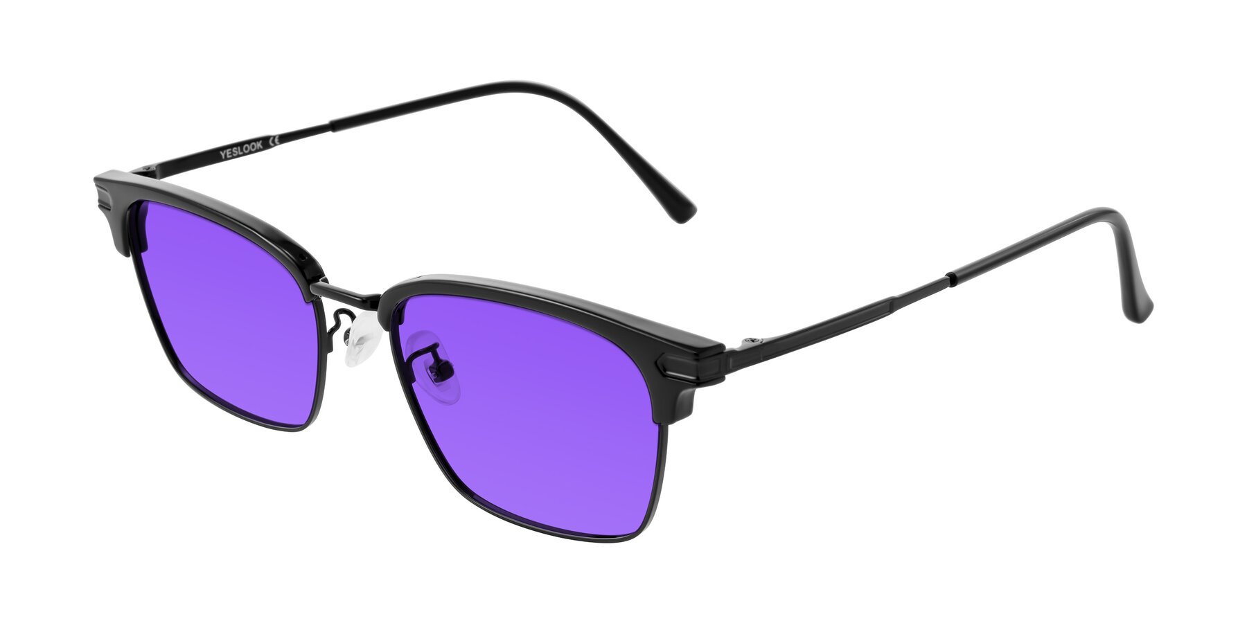 Angle of Adsule in Black with Purple Tinted Lenses