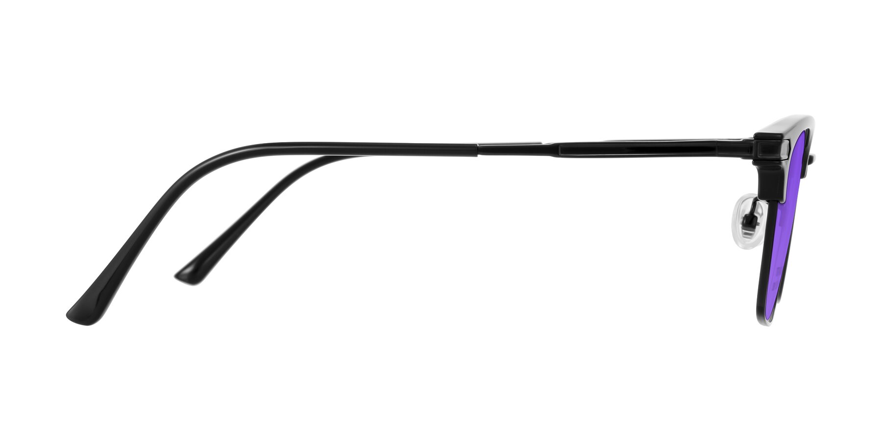 Side of Adsule in Black with Purple Tinted Lenses