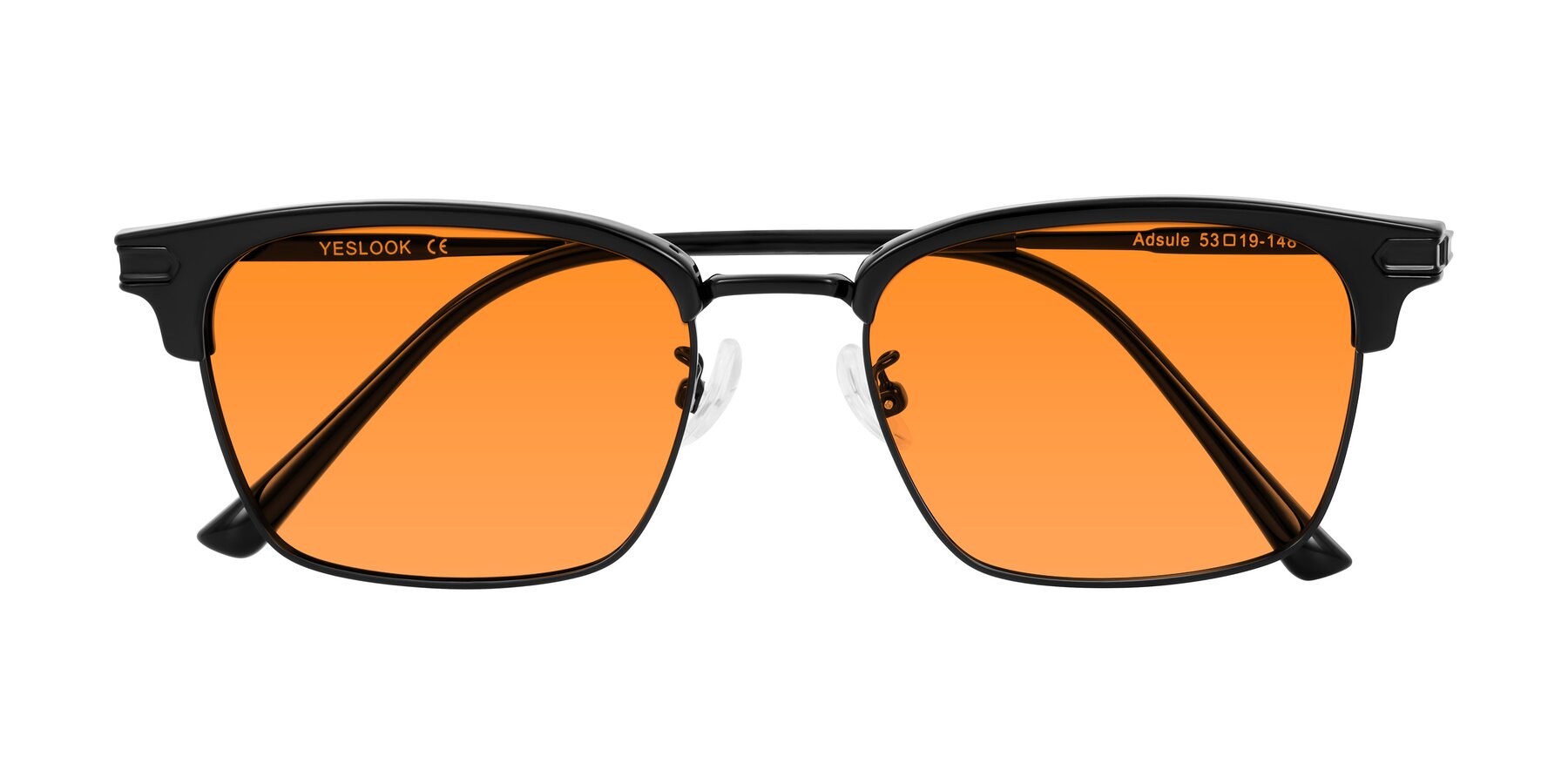 Folded Front of Adsule in Black with Orange Tinted Lenses