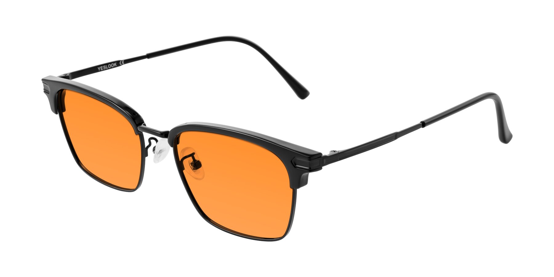 Angle of Adsule in Black with Orange Tinted Lenses
