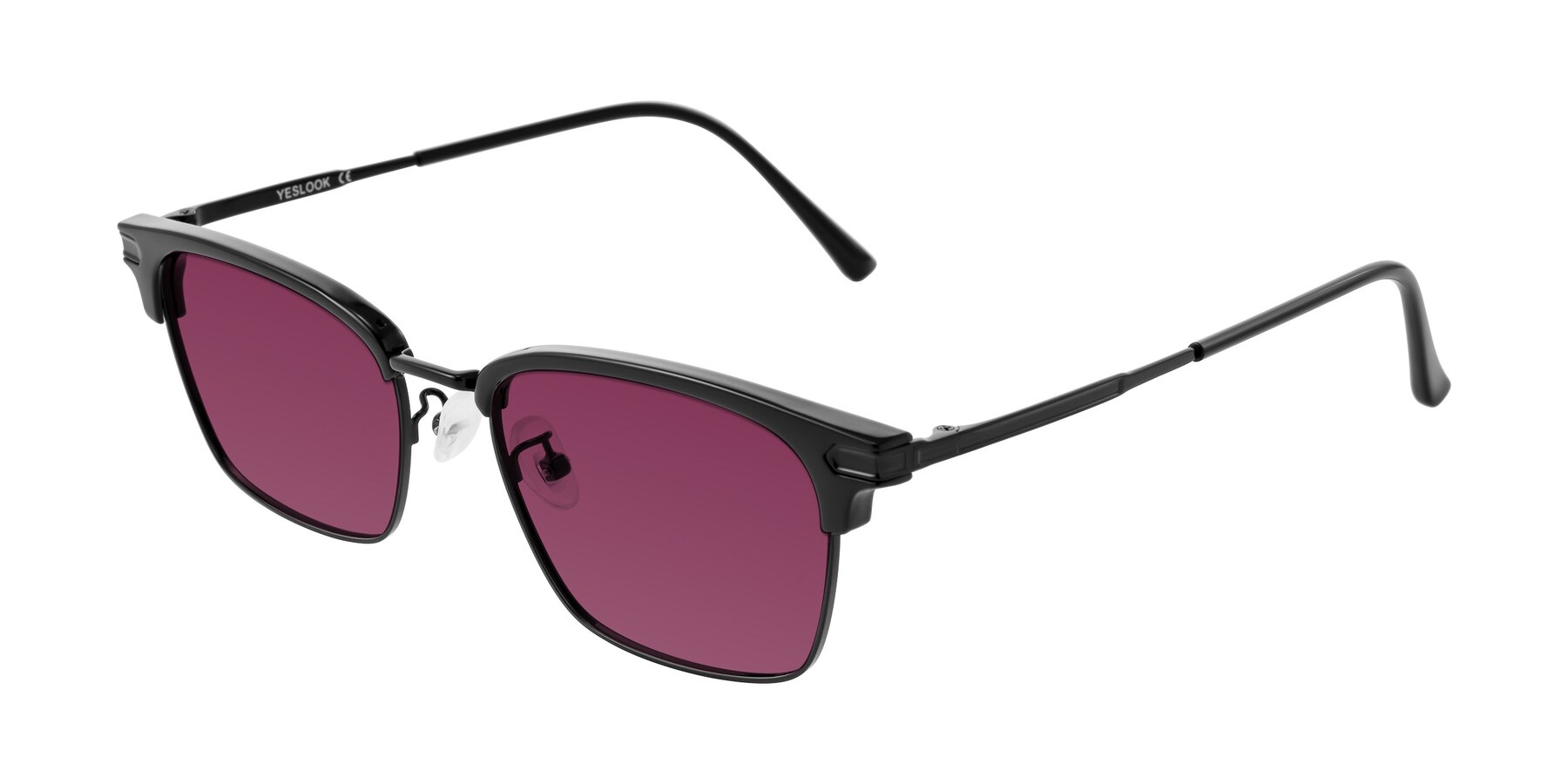 Angle of Adsule in Black with Wine Tinted Lenses