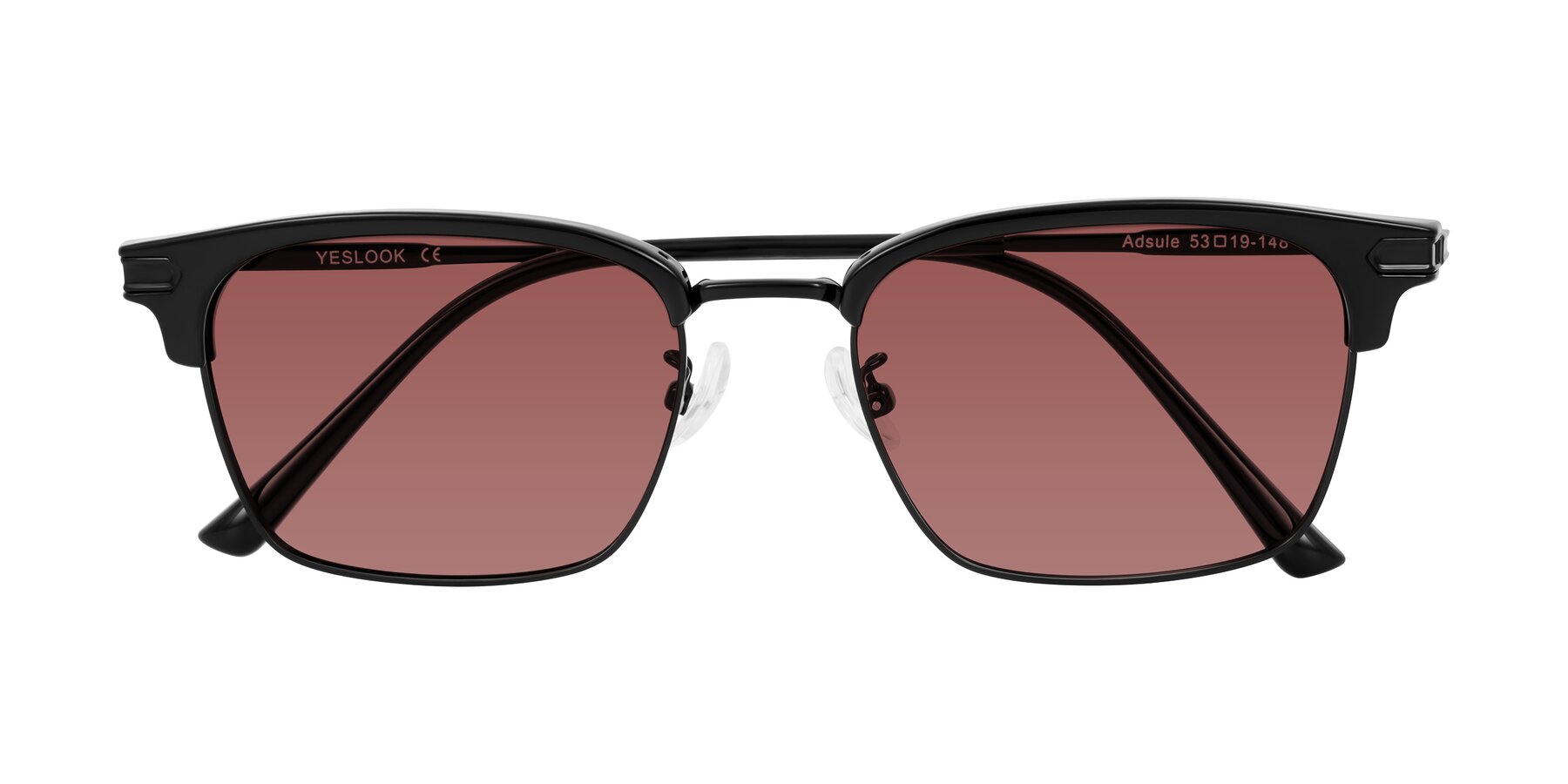 Folded Front of Adsule in Black with Garnet Tinted Lenses