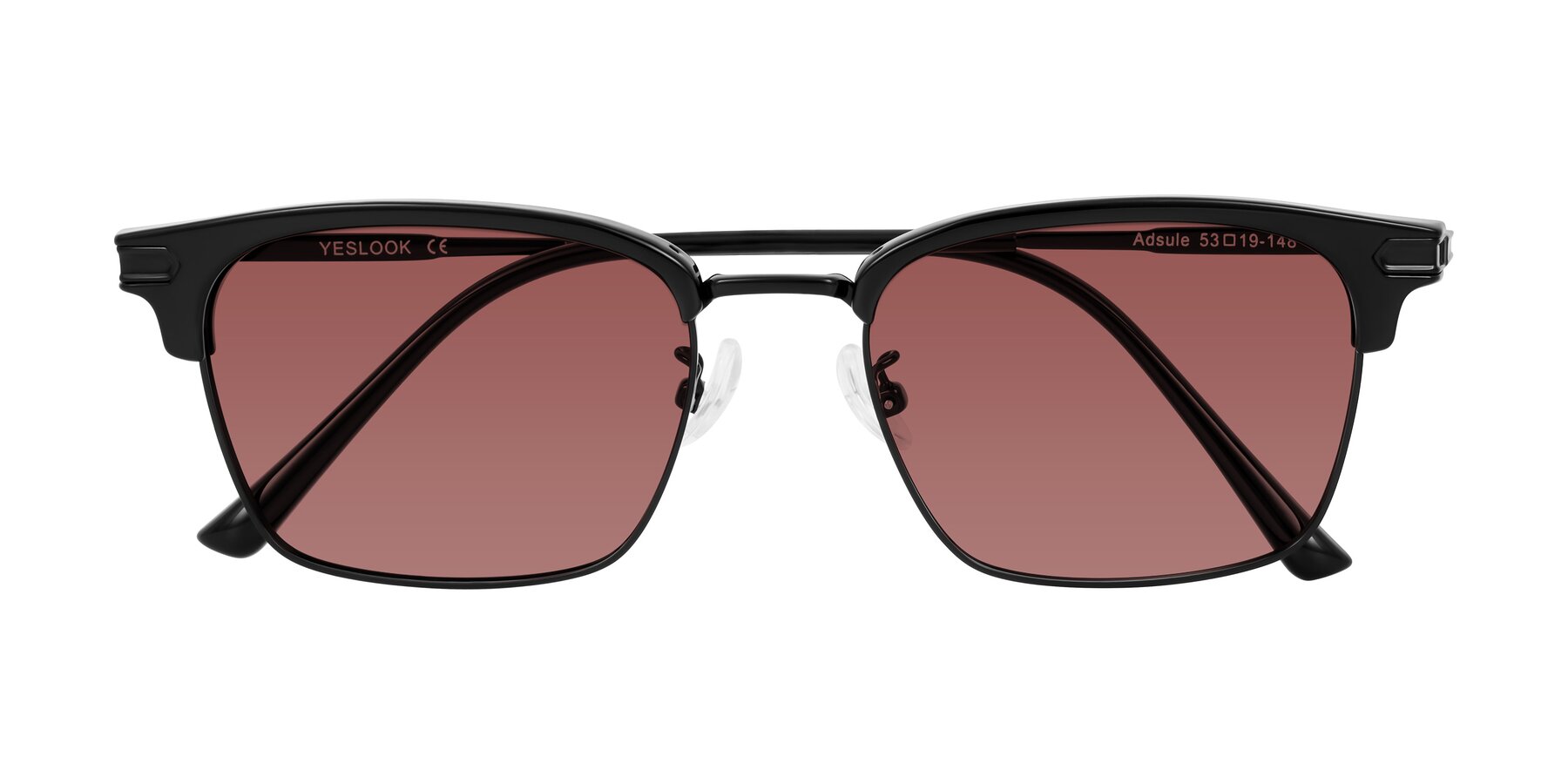 Folded Front of Adsule in Black with Garnet Tinted Lenses