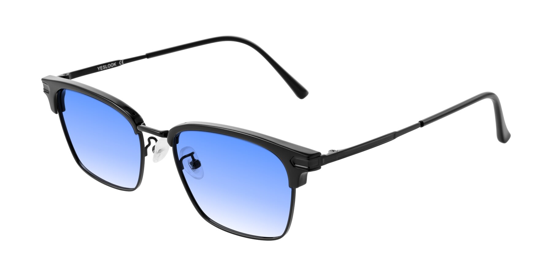 Angle of Adsule in Black with Blue Gradient Lenses
