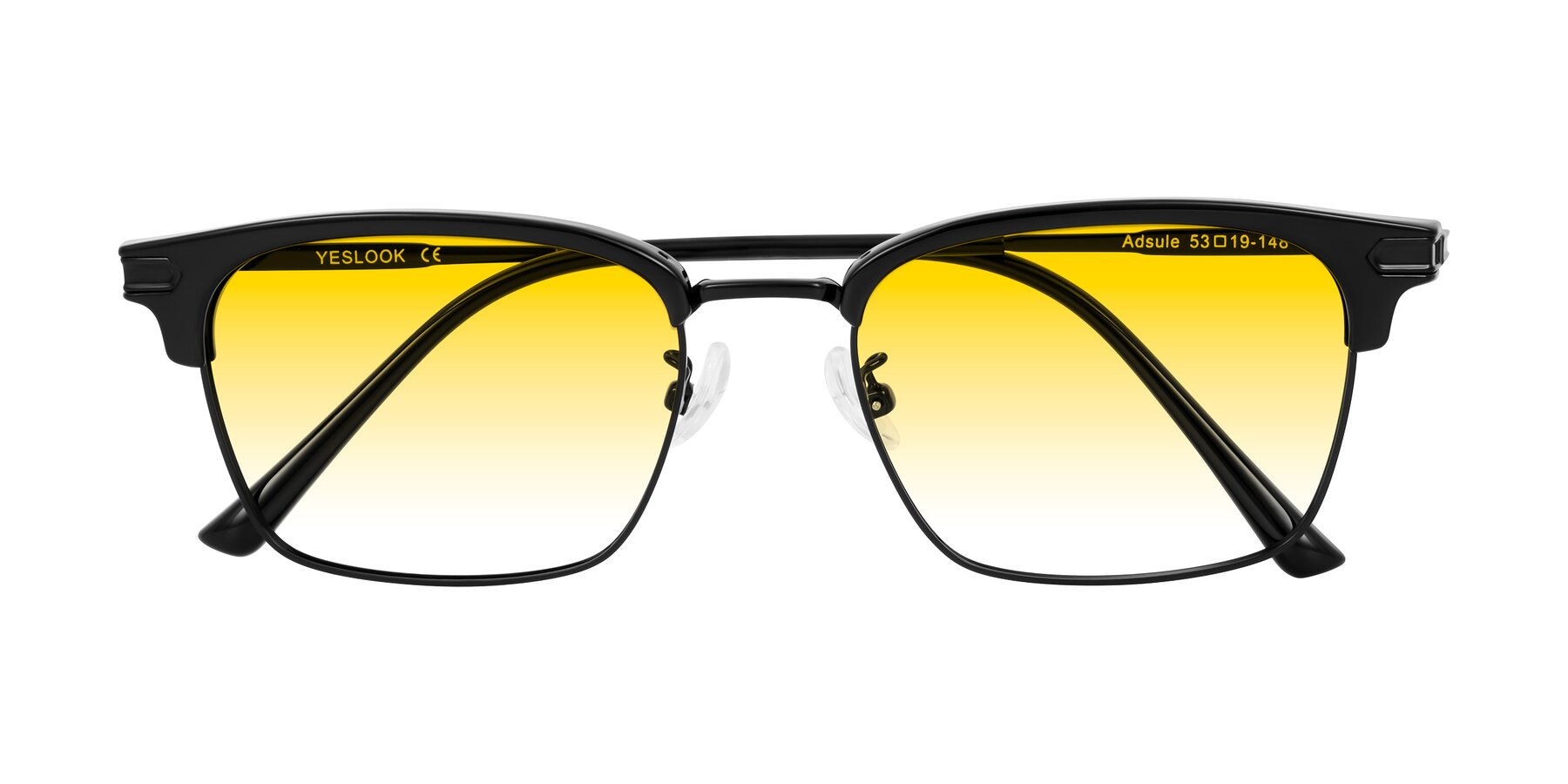Folded Front of Adsule in Black with Yellow Gradient Lenses