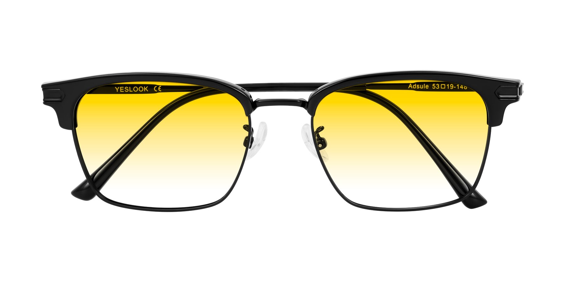Folded Front of Adsule in Black with Yellow Gradient Lenses