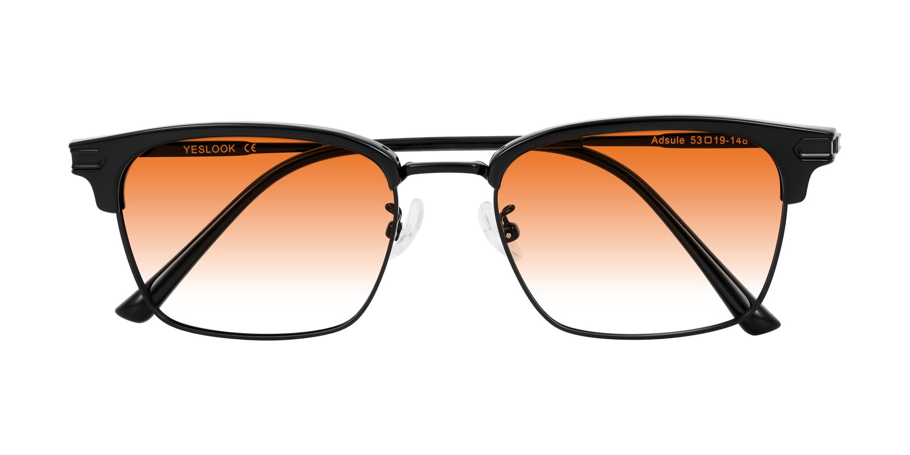 Folded Front of Adsule in Black with Orange Gradient Lenses