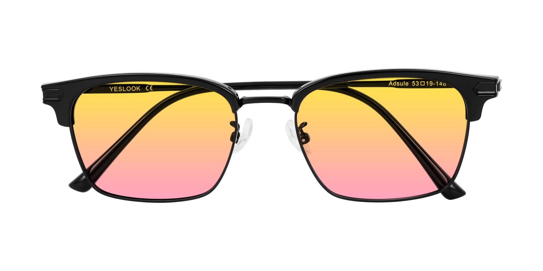 Folded Front of Adsule in Black with Yellow / Pink Gradient Lenses