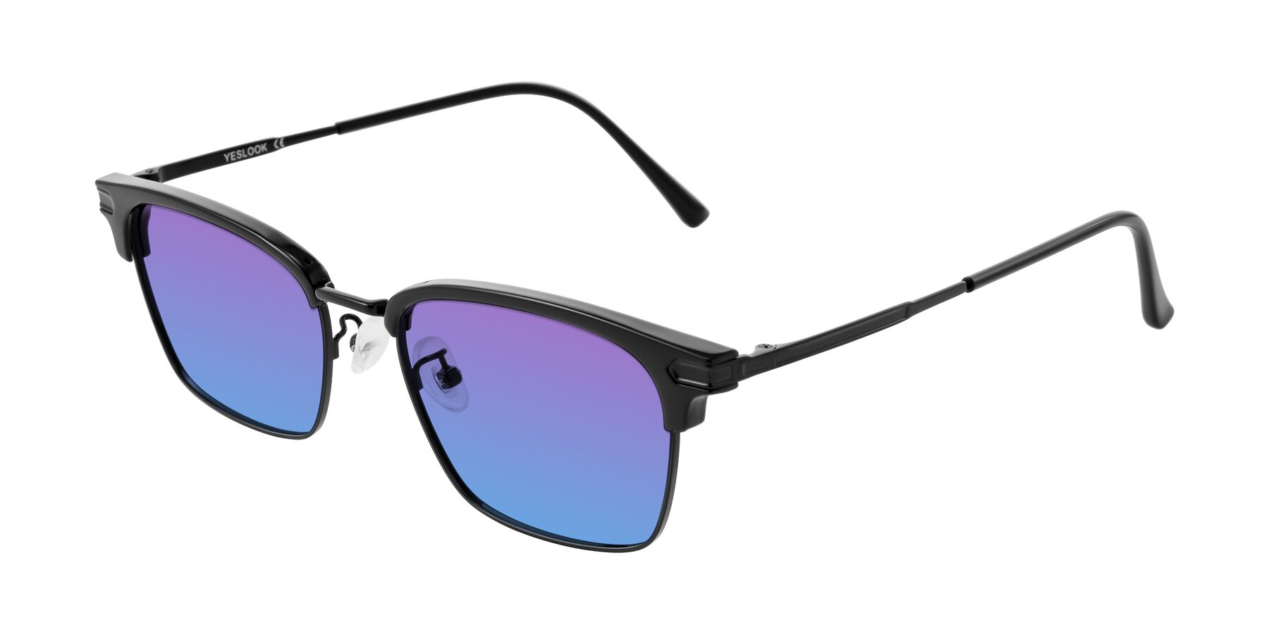 Angle of Adsule in Black with Purple / Blue Gradient Lenses