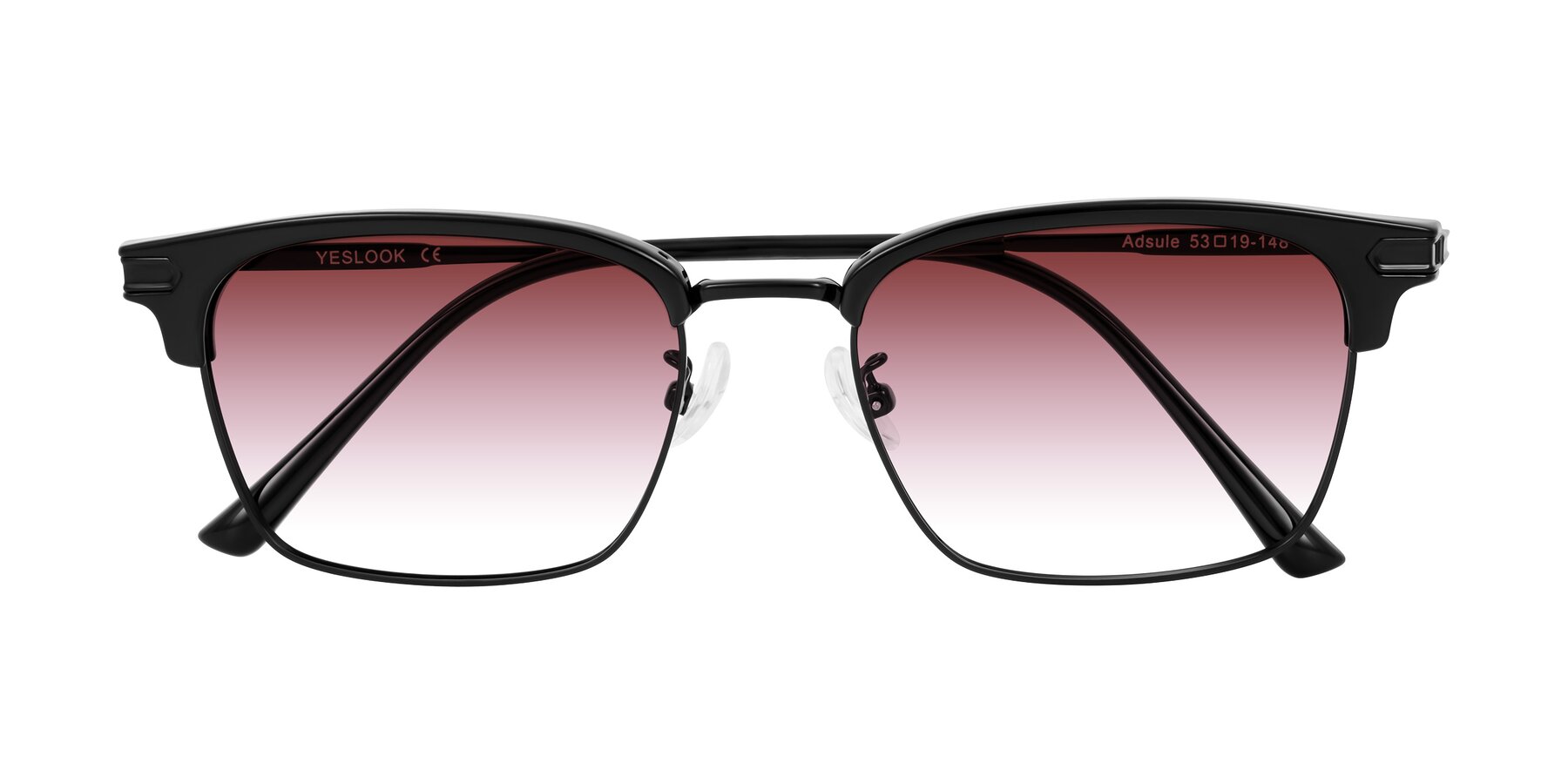 Folded Front of Adsule in Black with Garnet Gradient Lenses