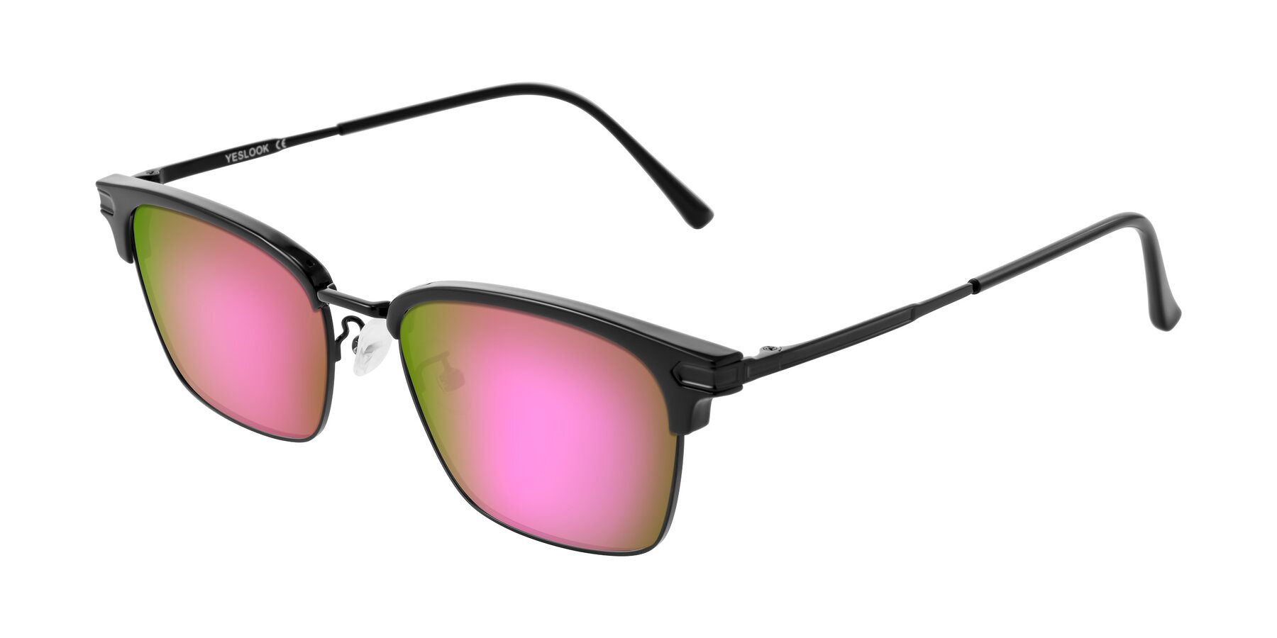 Angle of Adsule in Black with Pink Mirrored Lenses