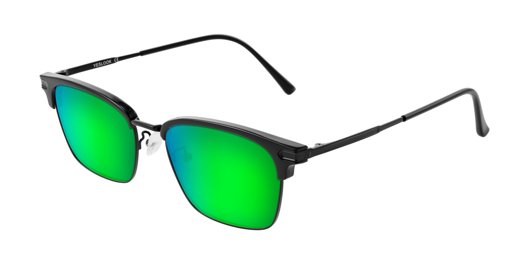 Angle of Adsule in Black with Green Mirrored Lenses